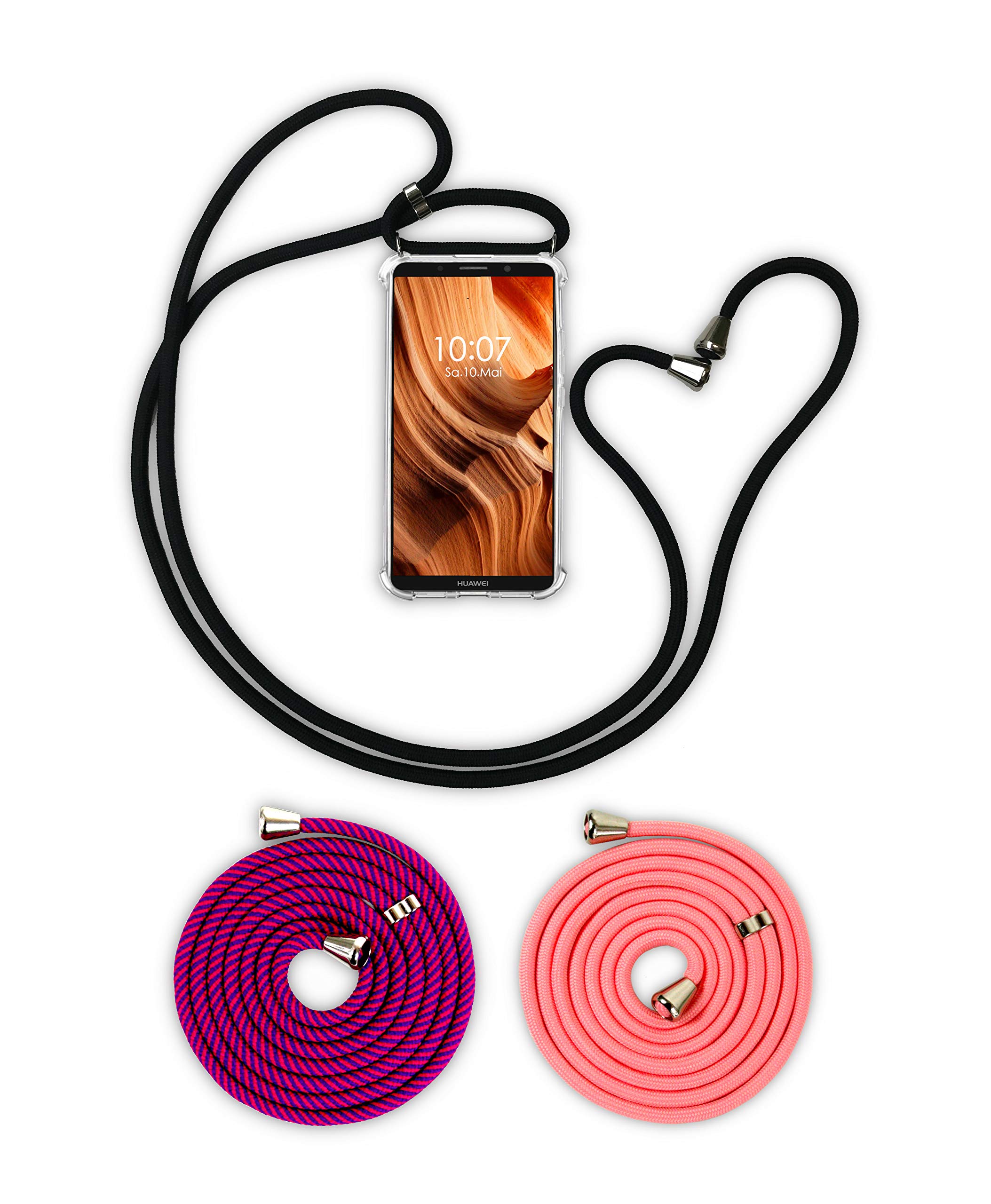 Papanga Custodia X-Body Per Huawei P10 Con 3 Cinturini – Custodia Trasparente PTU E Catene Sostituibili, Mani Libere