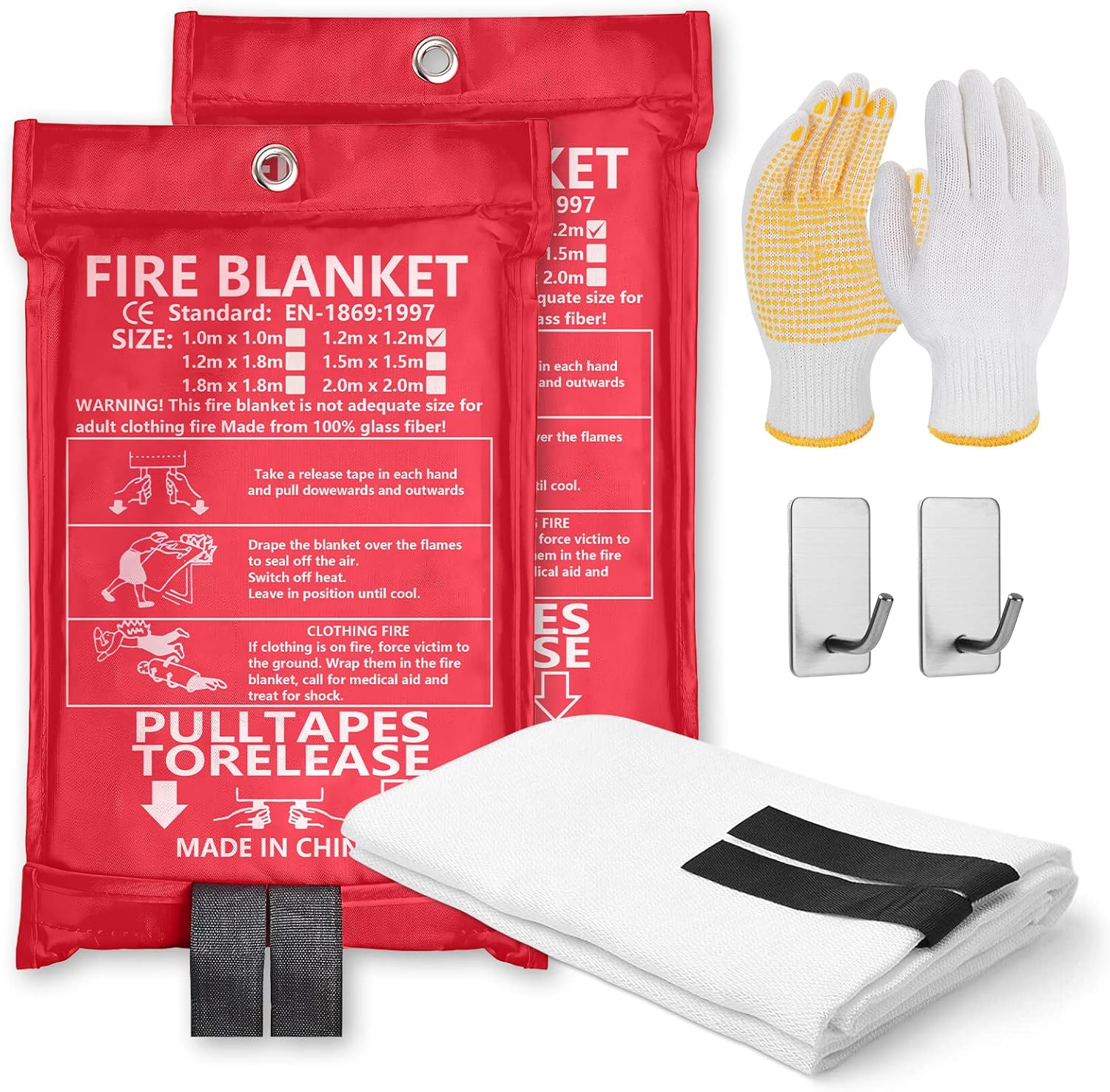 Fire Blanket, 47 x 47inch Emergency Fire Retardant Blankets, Survival