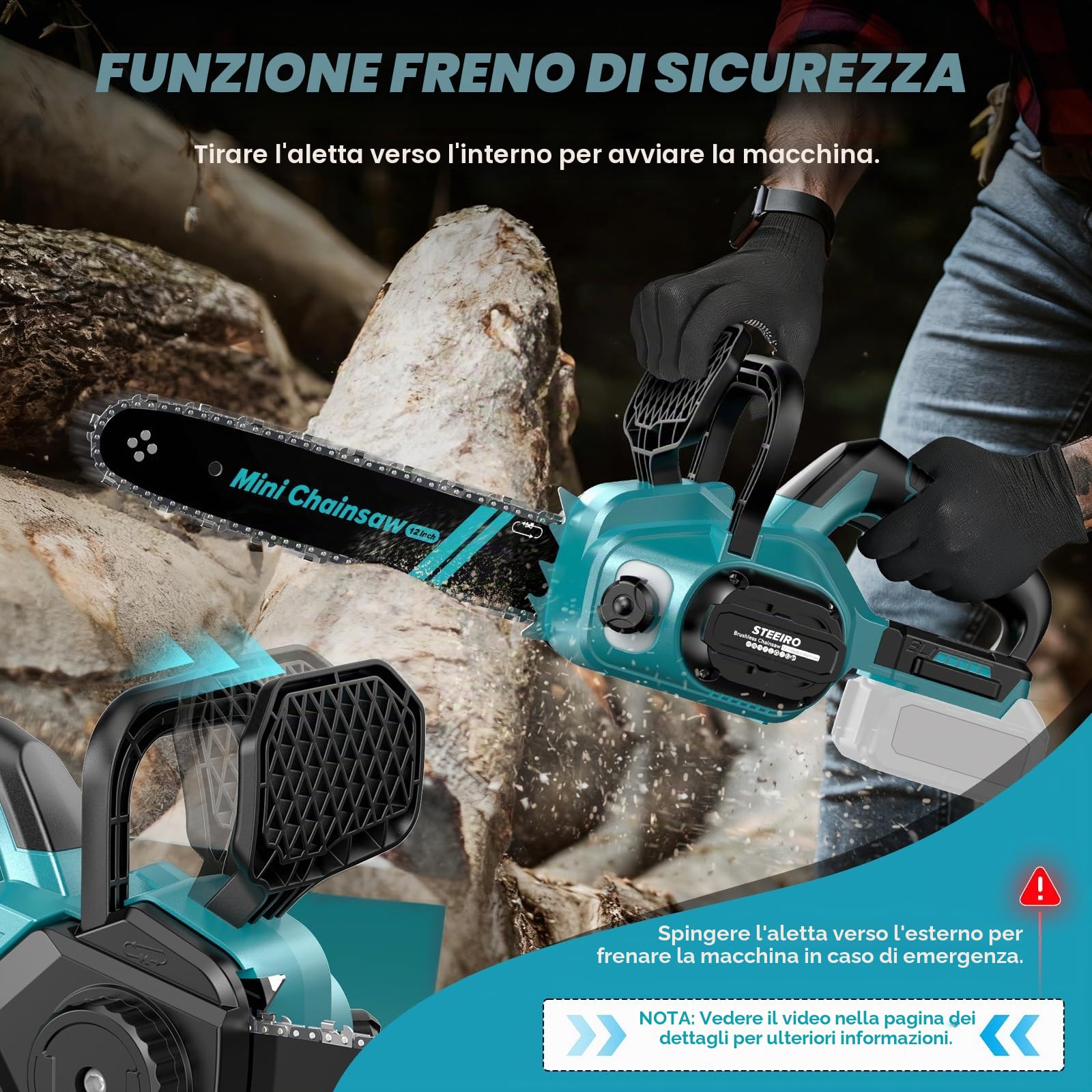 Motosega a batteria da 12 pollici, compatibile con batteria Makita da 18 V