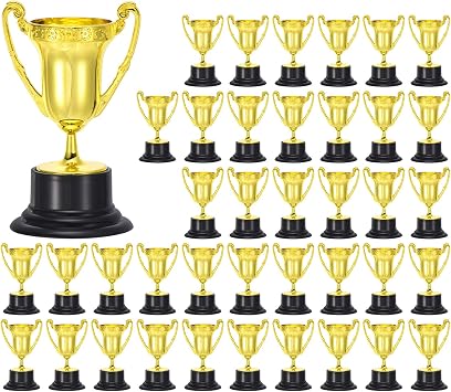 PATIKIL 40 Pack Mini Gold Trophies Award Plastic 3.3 Inch Small Trophy Cups First Place Winner Award Trophies Prize for Sports Soccer Football Tournament Competitions Party Favors