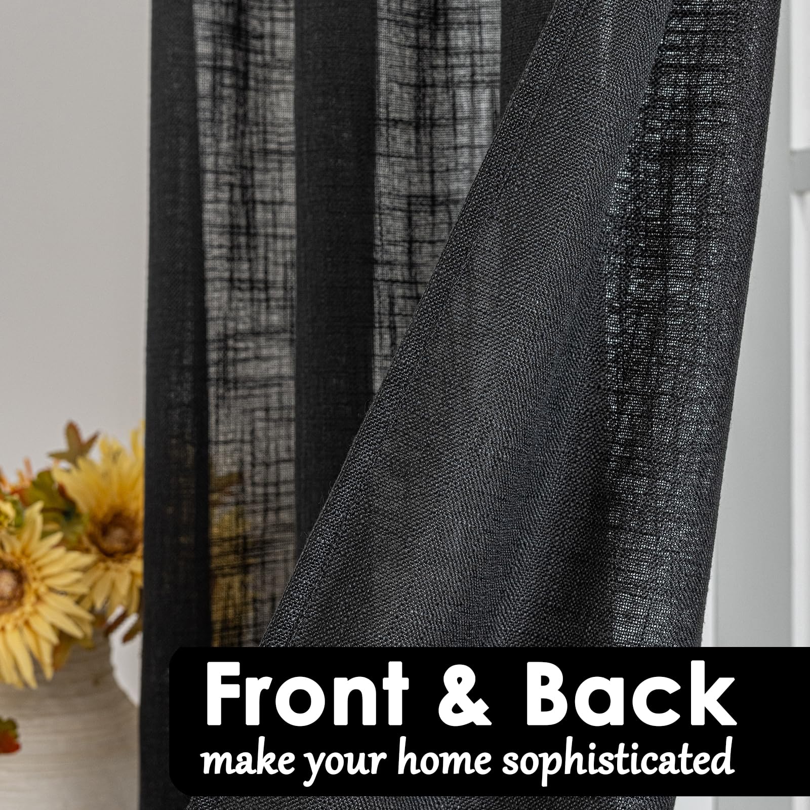 Beda Home - Paneles de textura de lino (negro, 36 pulgadas de ancho x 36 pulgadas