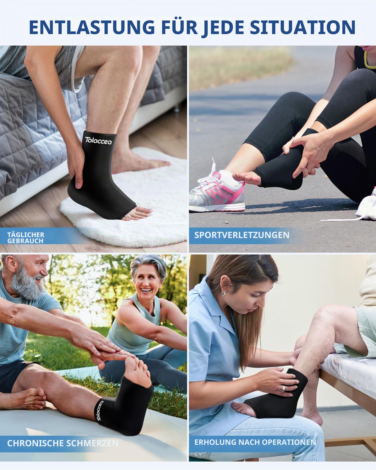 Tolaccea Wiederverwendbare Gel-Knöchel- & Fußkühlmanschette | Flexibles Kältepack für Sportverletzungen | 360° Abdeckung für Wärme- und Kältetherapie | Bequemes Sockendesign(Pack of 1, XL)