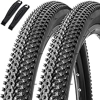 Hapleby 26x1.95 Folding Mountain Bike Tires 2-Pack, 60 TPI Puncture-Resistant with Tire Levers