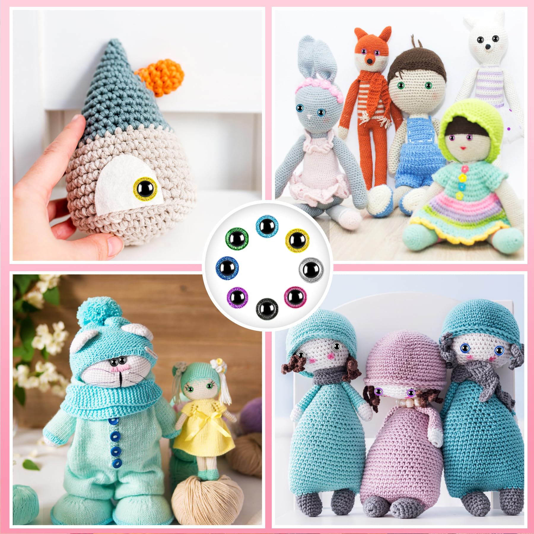 Kit 572 Piezas Ojos Y Narices De Seguridad Para Manualidades - 5-30mm, Colores, Para Amigurumi Y Peluches