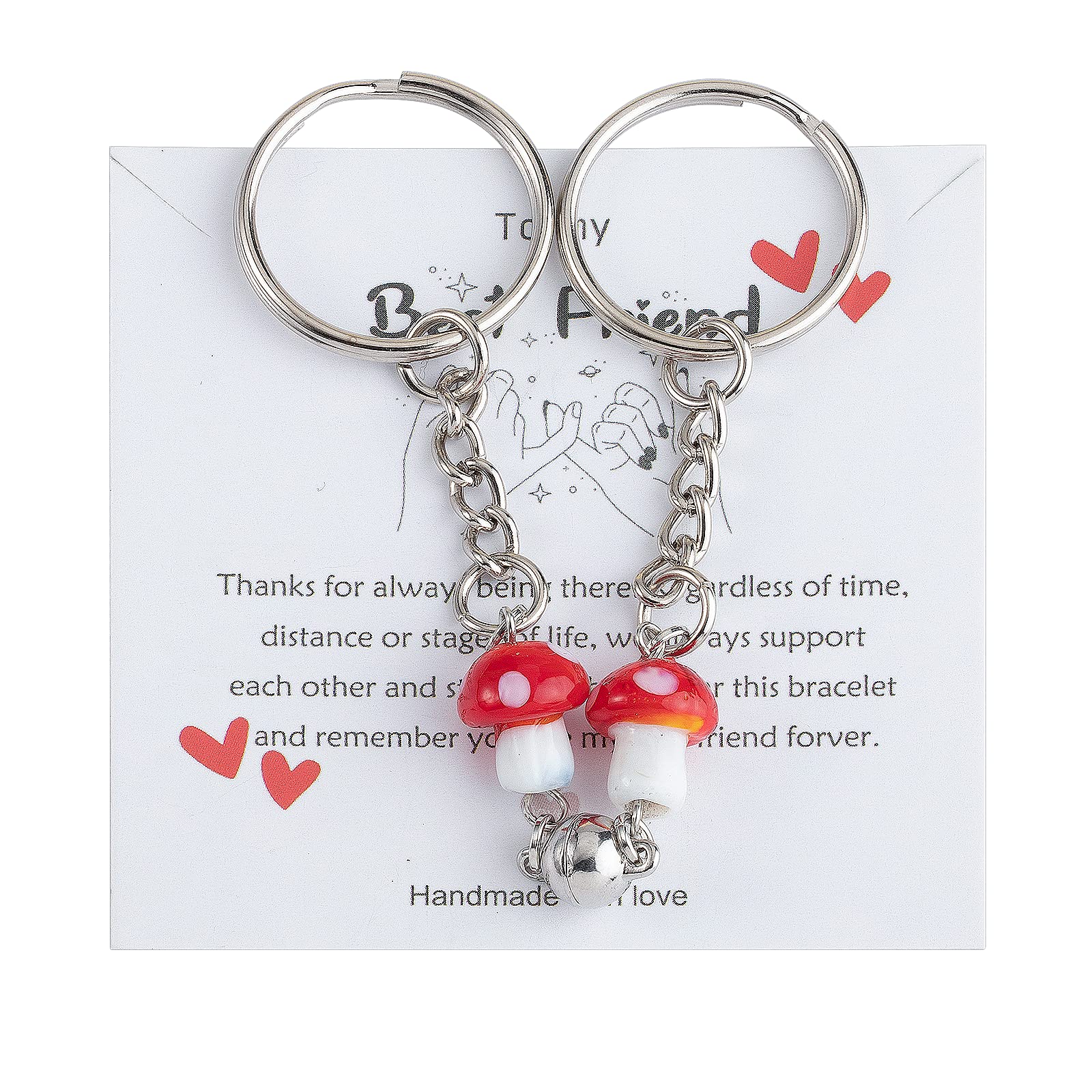 Haoze 2Pcs Mushroom Friendship Keychain Gifts Best Friends Gifts for Women Bestie Sister BFF Jewelry