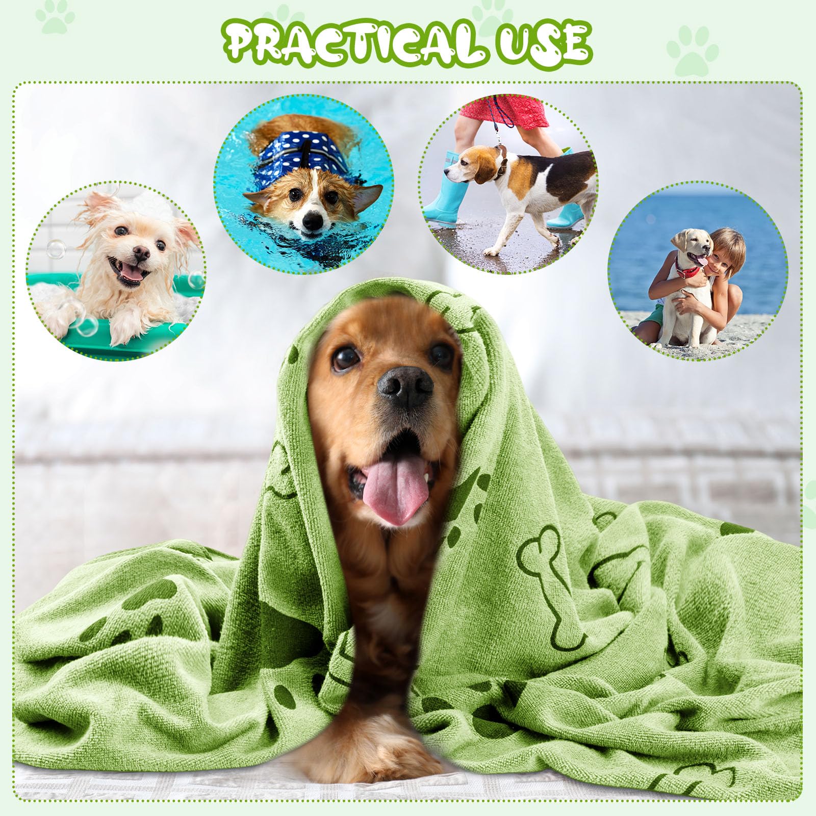 Tatuo 22 toallas para perros de secado de 20 x 40 pulgadas, toallas de baño para mascotas, toalla de microfibra absorbente de secado rápido, suministros de baño para cachorros, perros pequeños,