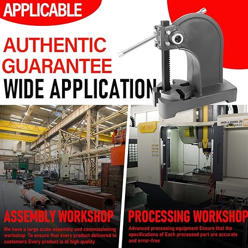 Miniatura 7 de RQR Prensa de eje de 1 tonelada, prensas de eje de servicio pesado, prensa manual de escritorio de hierro fundido para remachar, perforar agujeros,