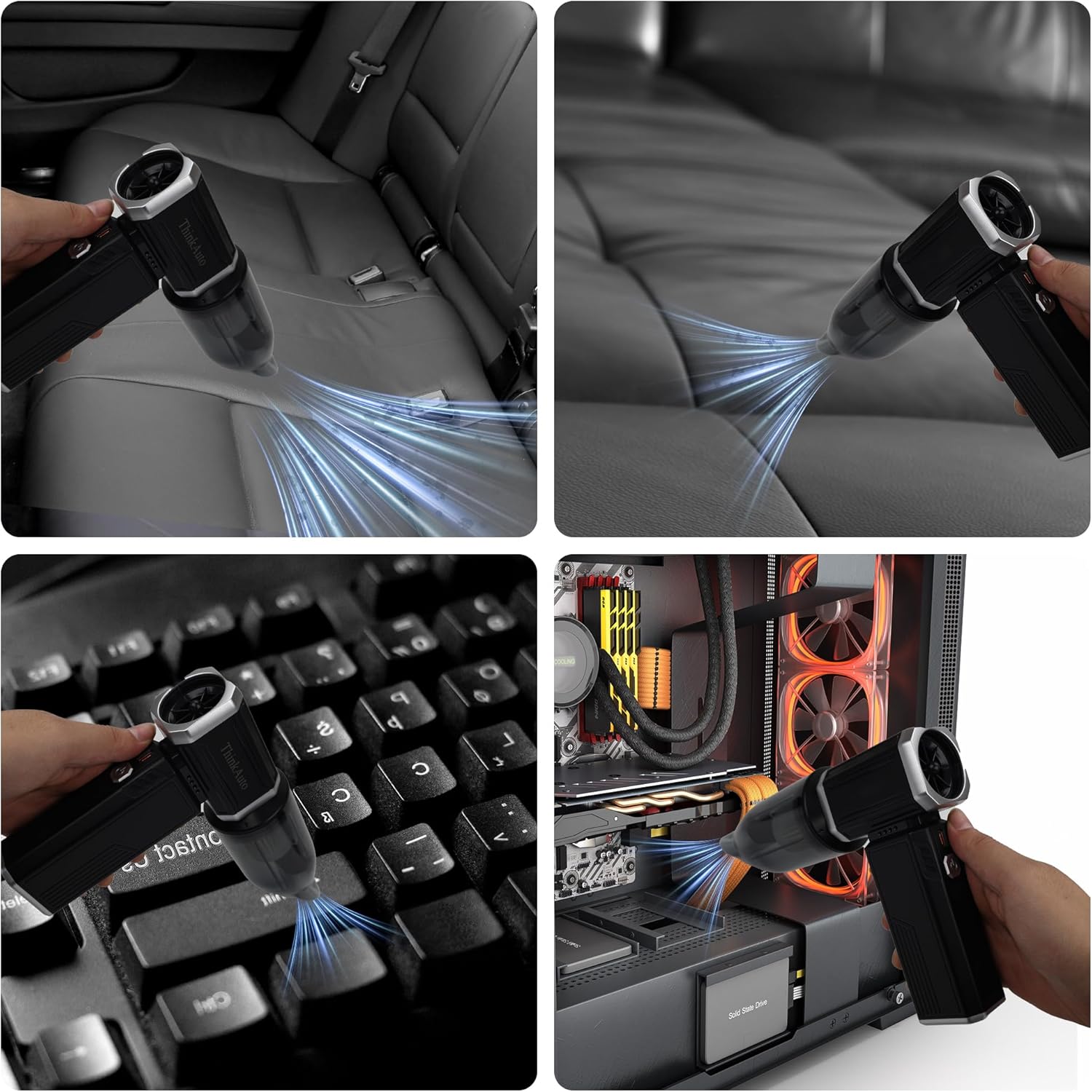 Compressed Air Duster, Super Powerful 180,000 RPM Turbo Fan, Stepless Speed Adjustable Blower and Vacuum, for Car, Keyboard, Home, and Outdoor Dust Removal