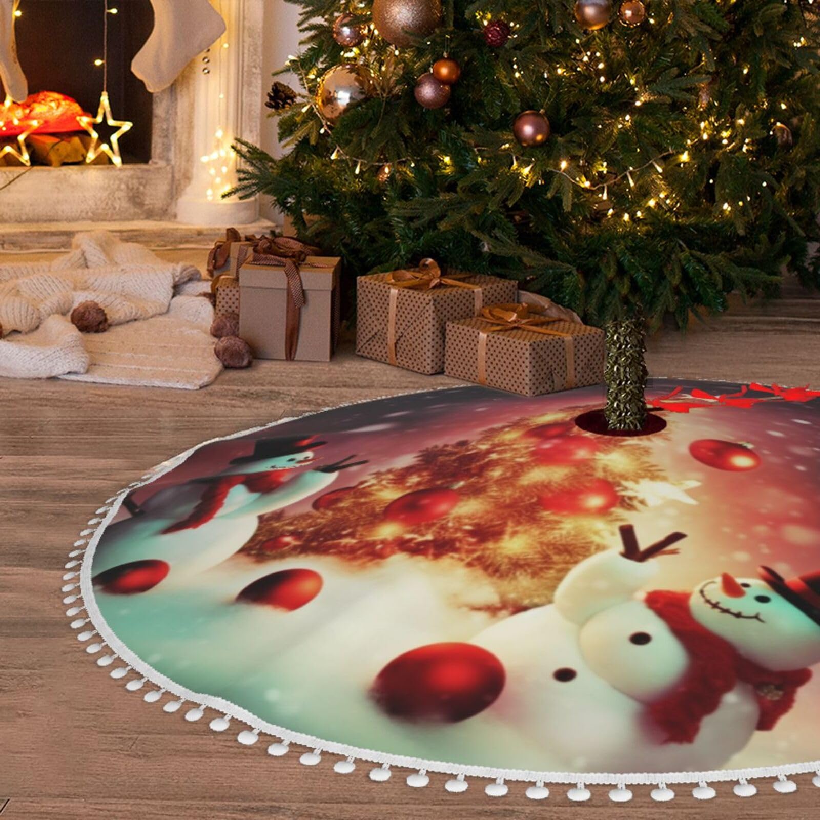 Tapis de sapin de Noël 121cm étanche pour protéger le sol des aiguilles