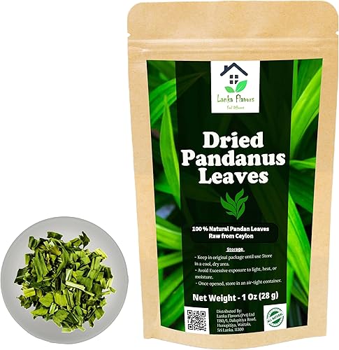 Hojas de Pandan Secas 0,5 Oz (0.49 oz) Hoja de Pandanus aromática Orgánica Secado al Aire Screwpine Cosechado De Ceilán - Lanka Flavors Feel