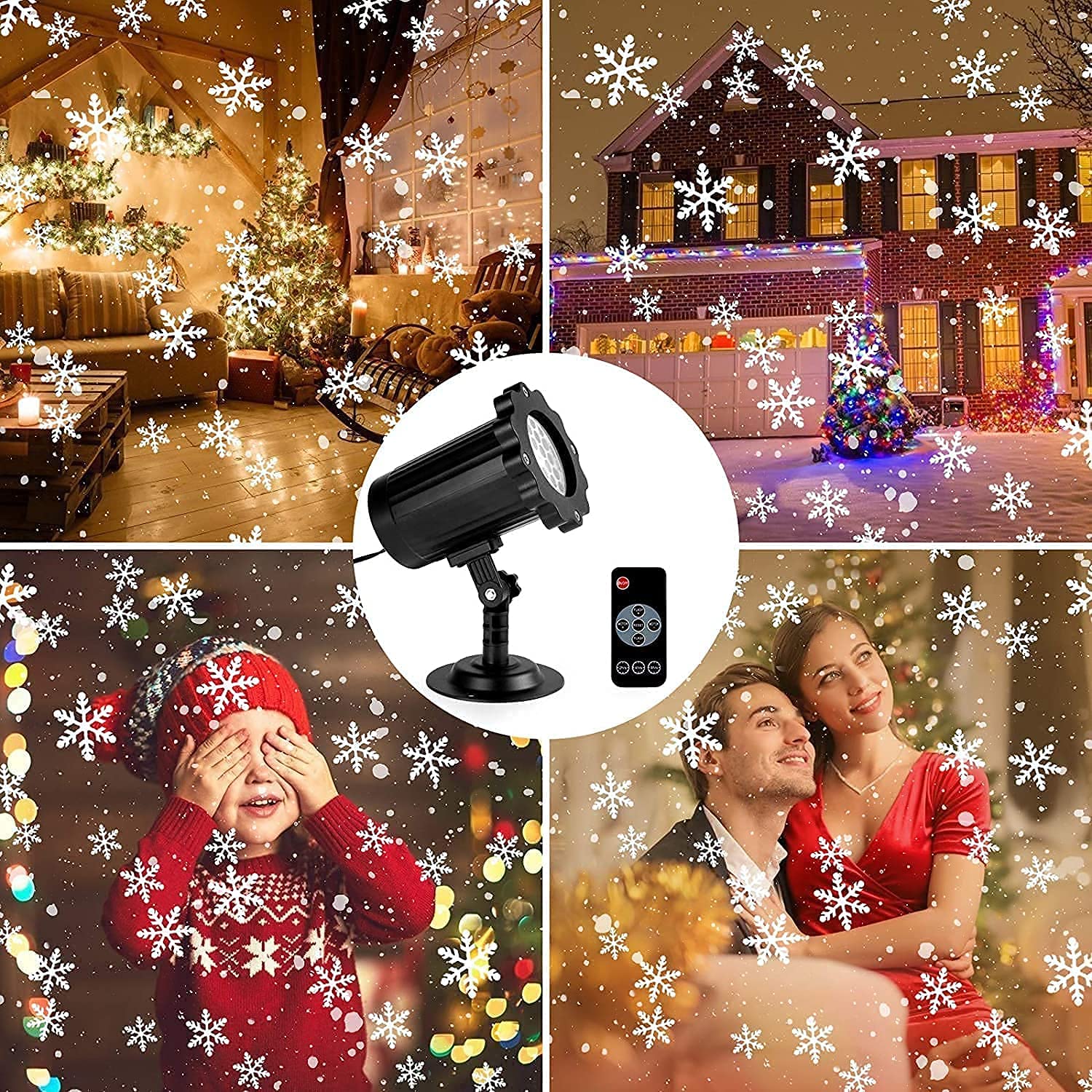Weihnachtslicht Projektor, EONYUANGUO Schneeflocken Projektor Licht Outdoor Innenschneefalllichter mit Remote & Timer IP65 Dynamischer Schneeeffekt Scheinwerfer zur Weihnachtsfeier (C Modell)