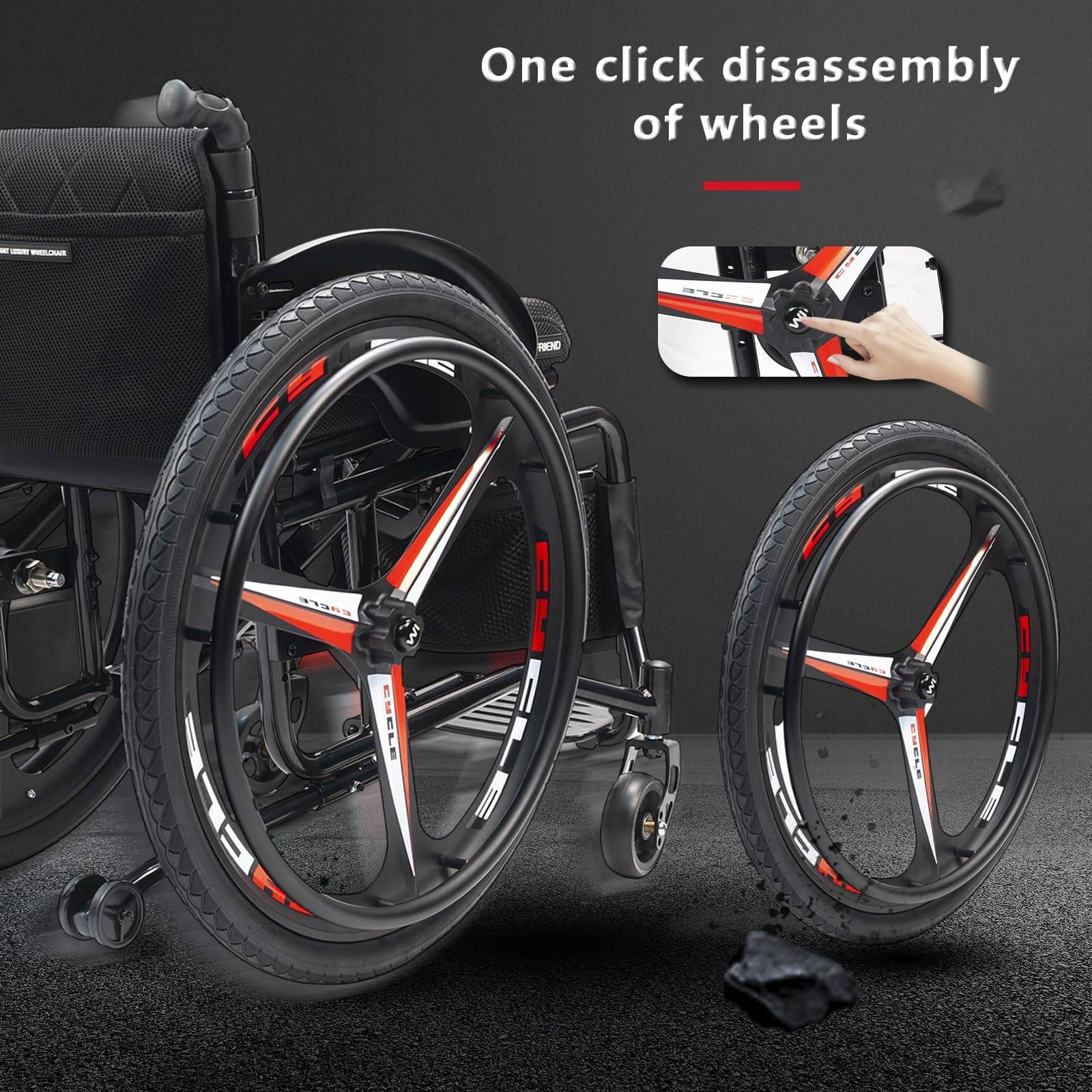 Silla de Ruedas Deportiva Plegable y Ligera seat38cm | Ultraligera para todo terreno, soporta hasta 100 kg (220 lb), asiento ajustable para baloncesto y carreras, 86 x 76 x 52 cm