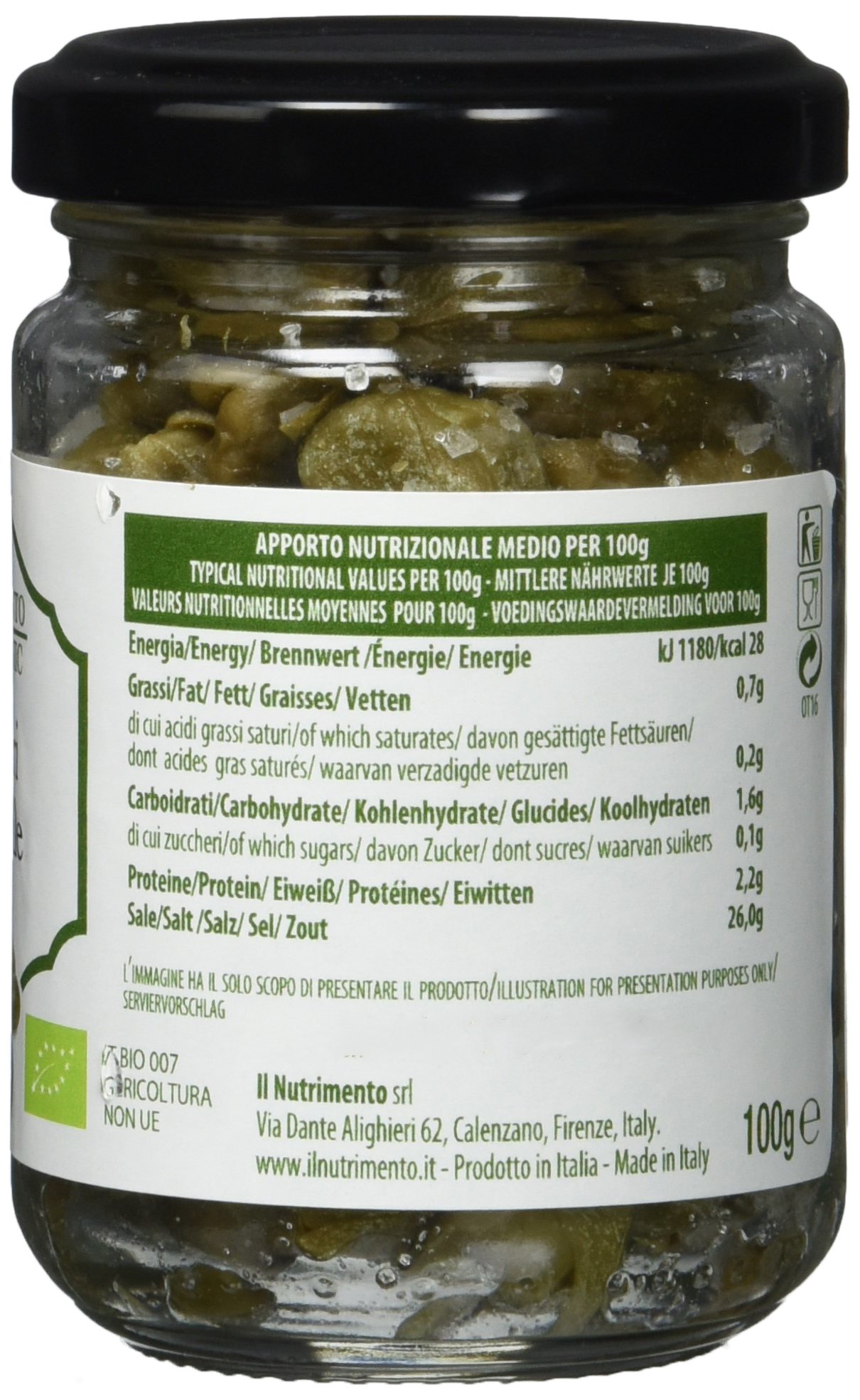 IL NUTRIMENTO Kapern in Meersalz – Handgeerntet und natürlich konserviert – Bio und vegan – 6er Pack (6 x 100 g)