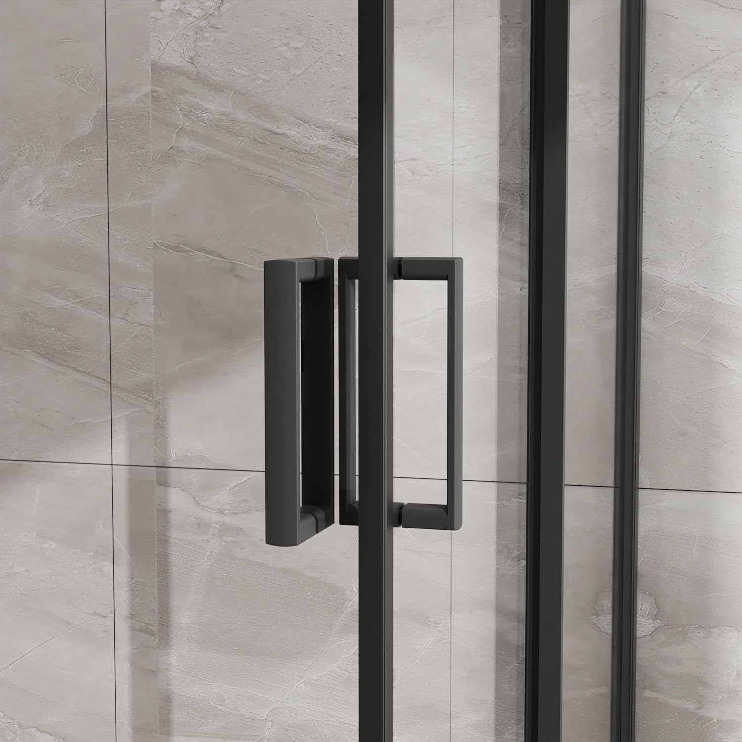 Corner Shower Enclosure 36 in.D x 36 in. W x 72 in. H, Sliding Shower Door with White Shower Base, 1/4 in Clear Tempered Glass Shower Stall, Matte Black
