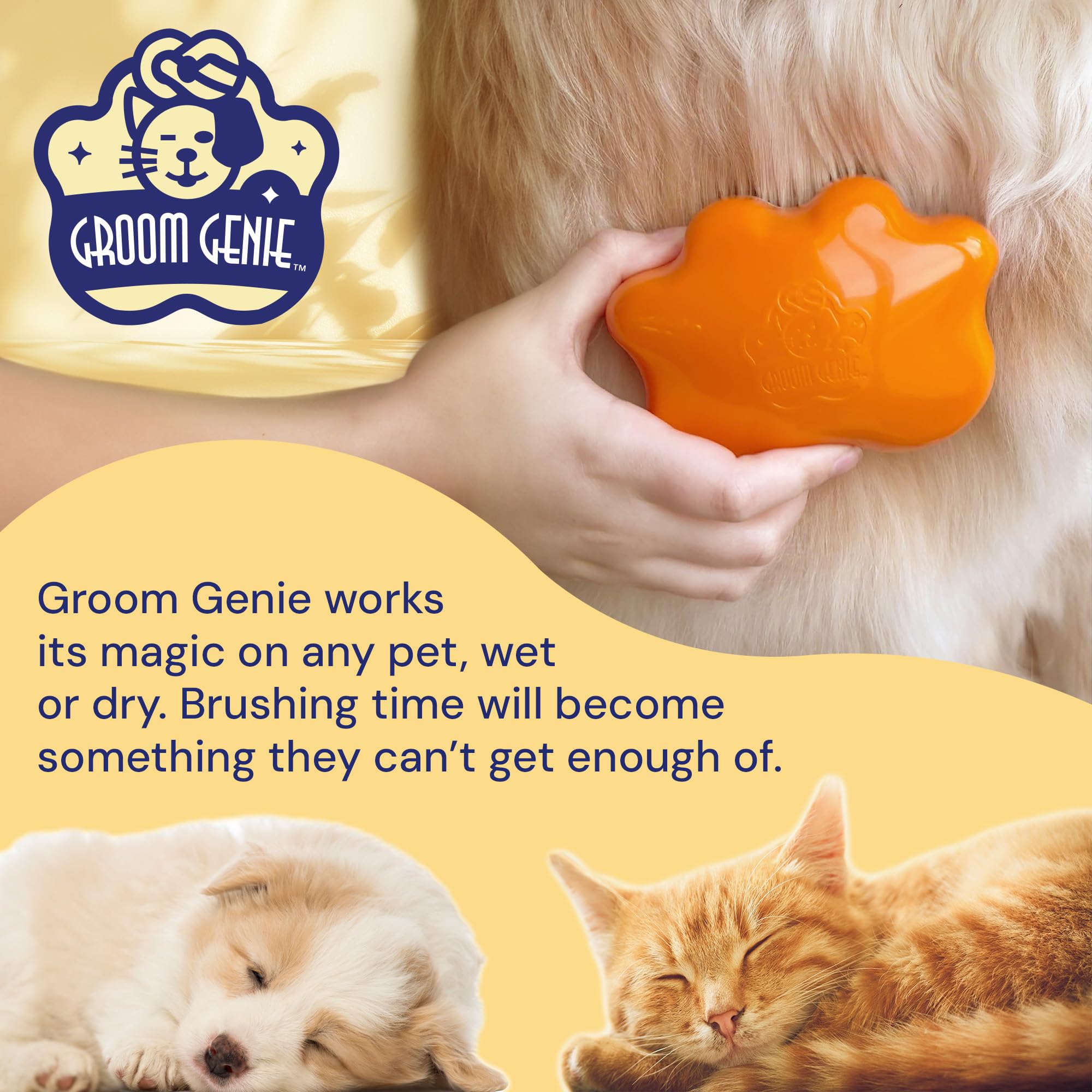 Cepillo de masaje grande de 5 pulgadas para perros y mascotas, herramienta de aseo para gatos, perros, pelo largo o corto, naranja mandarina