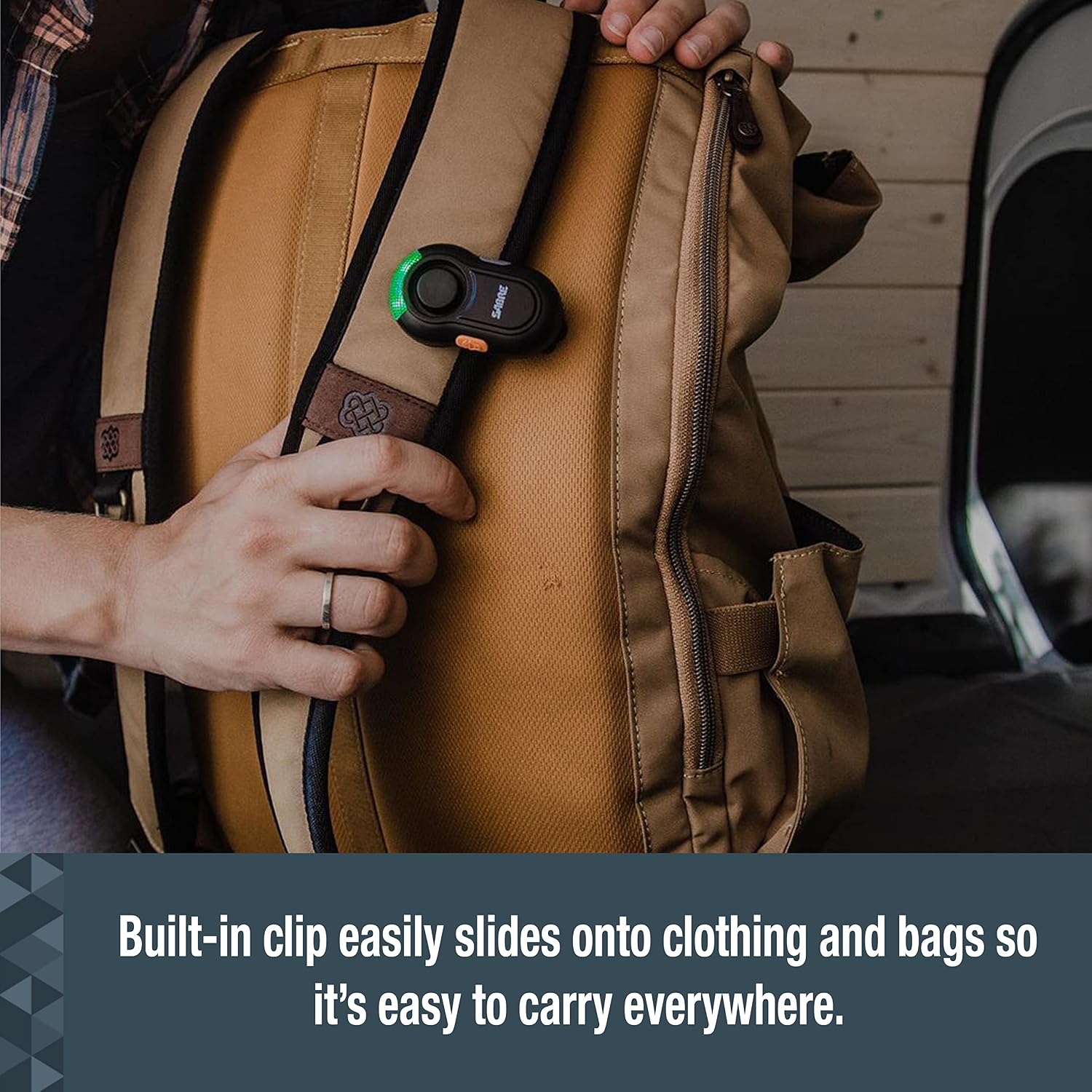 SABRE 2-in-1 Clip-On Personal Alarm With LED Safety Light, 120dB Alarm, Audible Up To 1,300-Feet (395-Meters), 3 Light Modes (Always On, Slow Flash and Fast Flash, Weatherproof