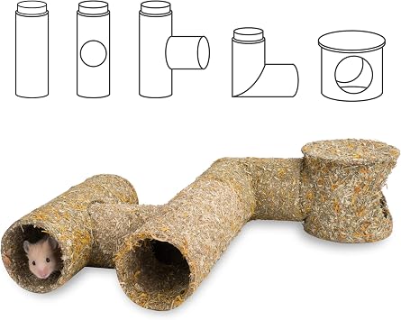 Niteangel Creative & Composable Hamster Tunnel - DIY & Build Unique Tube Burrow as Hideout for Small Sized Animals Like Hamsters Mouse Gerbils Mice (Burrow)