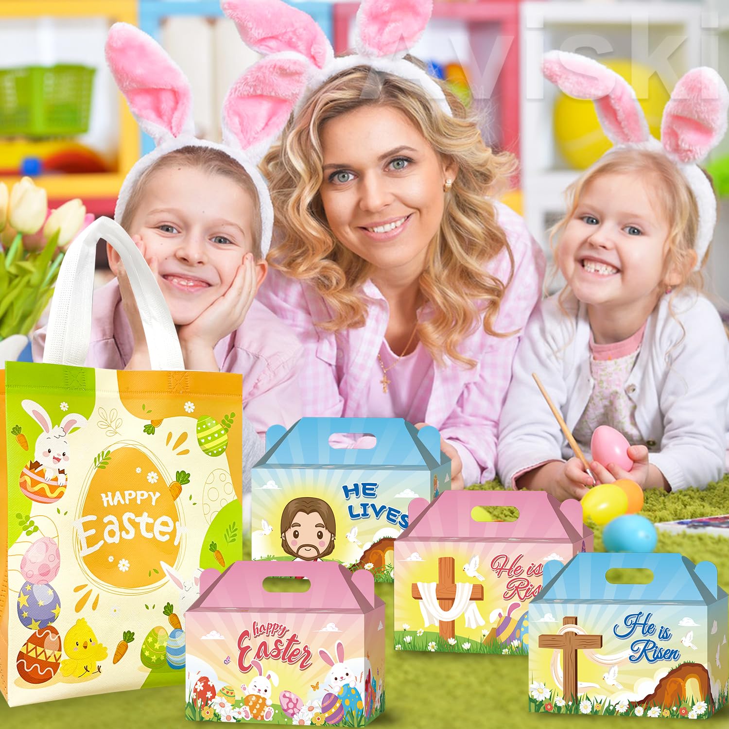 24 Stück 'He Is Risen' Oster-Geschenkboxen – Aus Karton, Mehrfach Verwendbar
