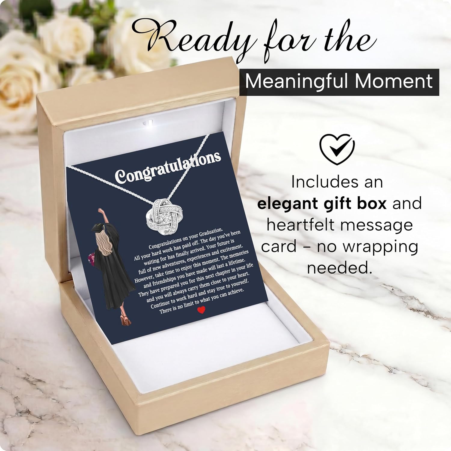 Larvincy 2026 Graduation Necklace For Her – Necklace For Women With Message Card, Elegant Box – Jewelry Gift For College, High School, Nurse, Preschool, Masters Degree, Phd, Doctorate, Police, Law & More