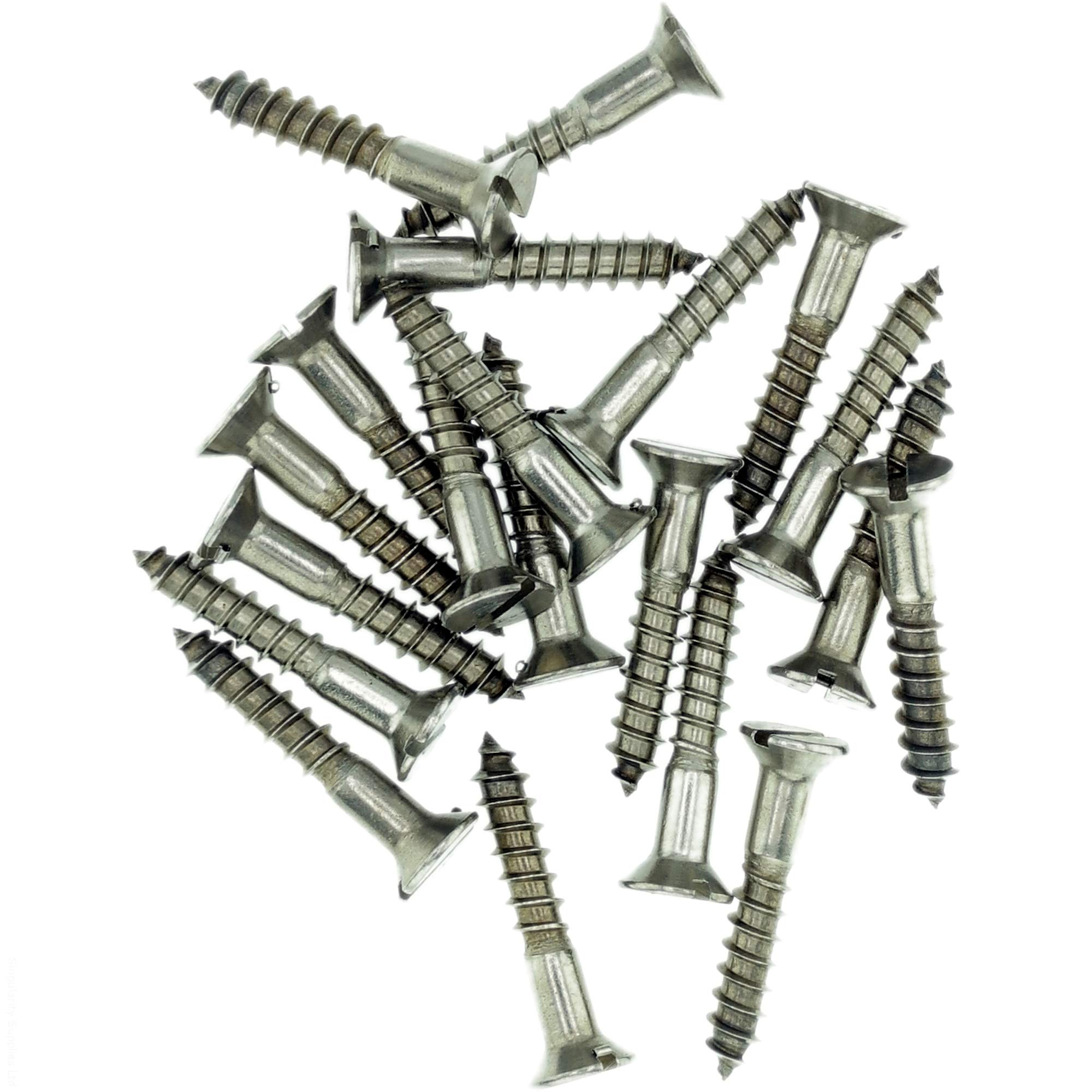 Singularity Supplies No.6 X 1.98 (3.5Mm X 50Mm) Slot Countersunk Wood Screw - Stainless Steel (A2) (Pack Of 20)