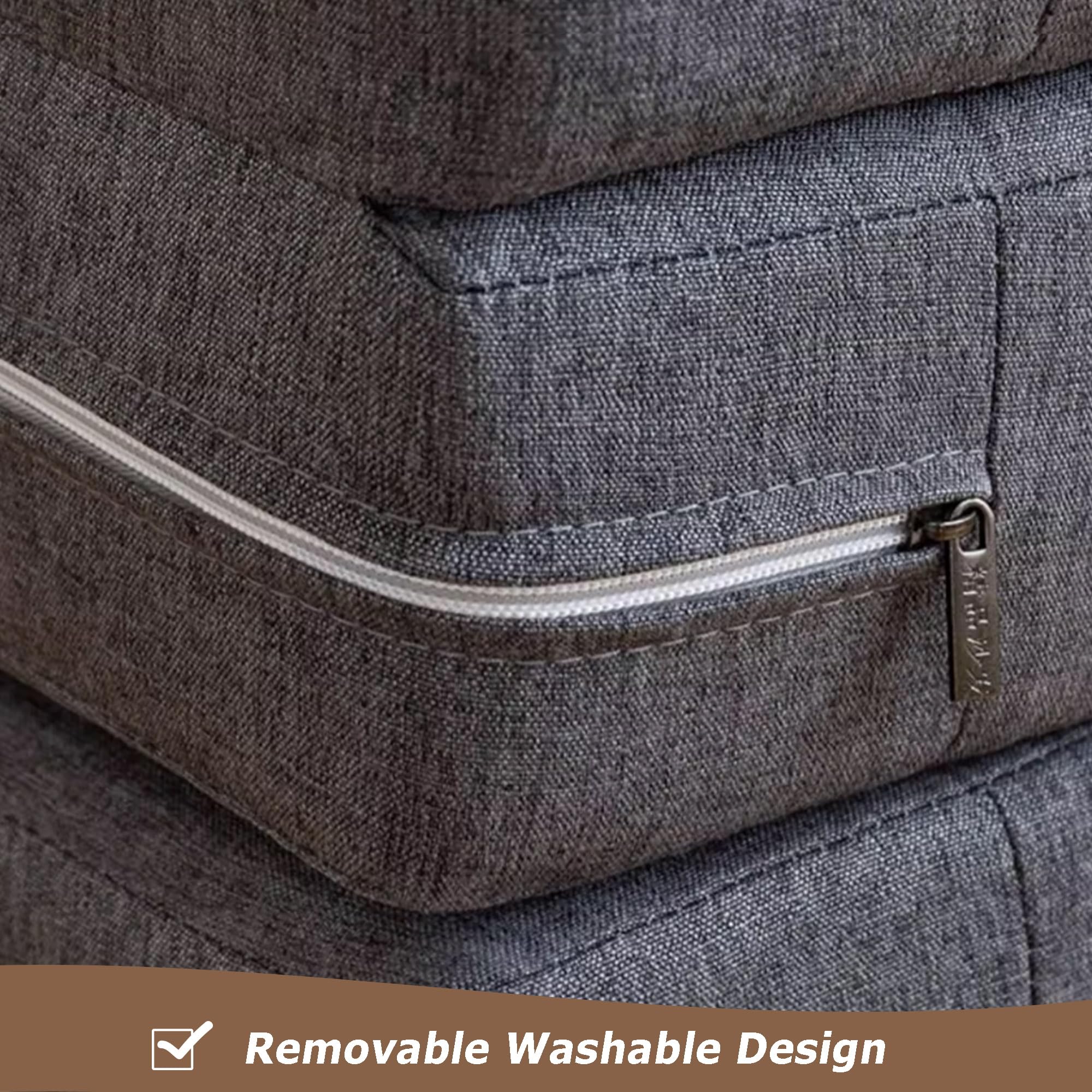 Tapis de sol pliable avec housse amovible pour salon, chambre à coucher, soirée pyjama, tatami pliable avec housse amovible, matelas portable (180 x 60 x 5 cm, marron)