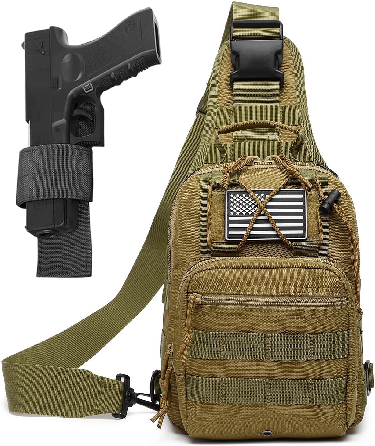 ATBP Small Tactical Sling Bag for Men with Holster Military EDC Shoulder Bag CCW Crossbody Bag 7 Liters