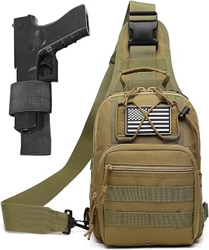 Small Tactical Sling Bag for Men with Holster Military EDC Shoulder Bag CCW Crossbody Bag 7 Liters