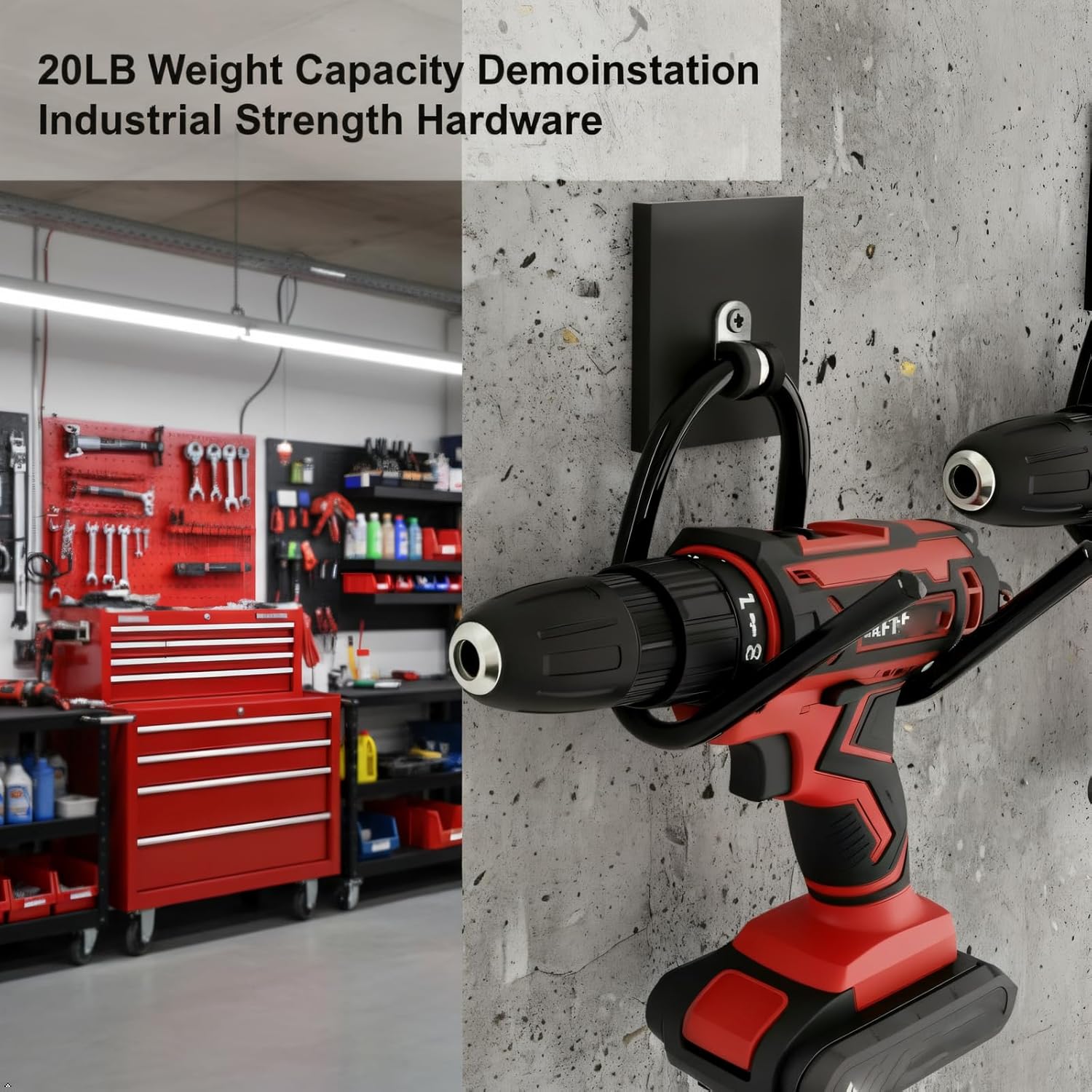 4 Pack Heavy Duty Magnetic Hooks, Power Tool Organizer Rack, Utility Magnet Hooks for Power Drill, Garden Tools, Hose, Pegboard, Garage, Workshop, Indoor & Outdoor Hanging