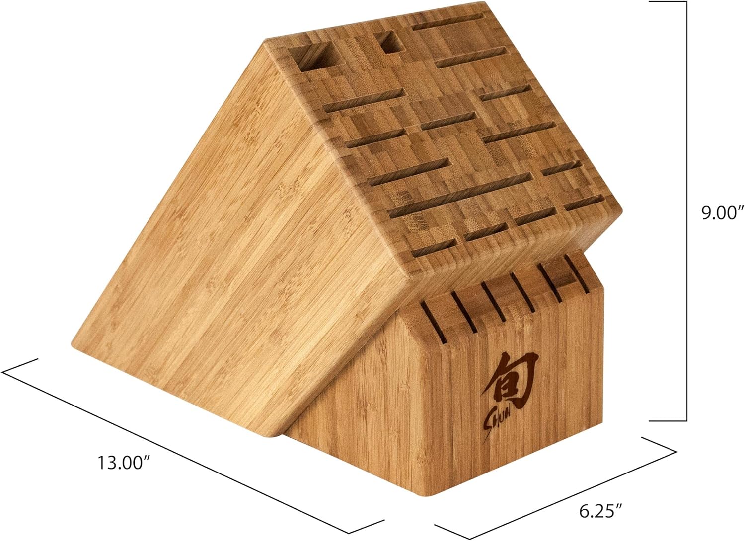 Shun Bamboo Knife Block, 22 Slot Large Knife Holder, Made from Genuine Bamboo, Kitchen Storage for Professional and Home Chefs
