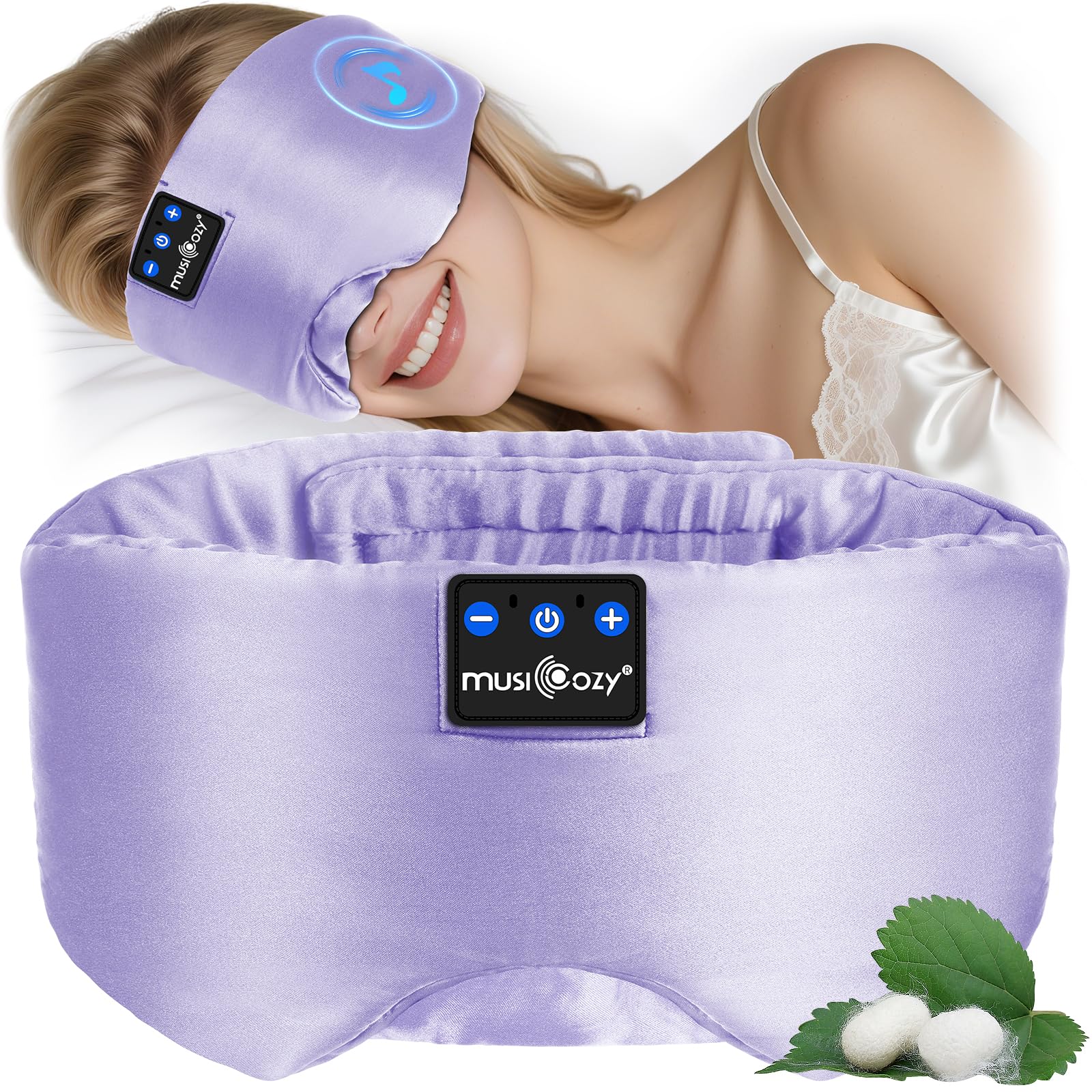 MUSICOZY Sleep Mask Headphones,100% Natural Mulberry Silk Eye Mask with Bluetooth Headphon...