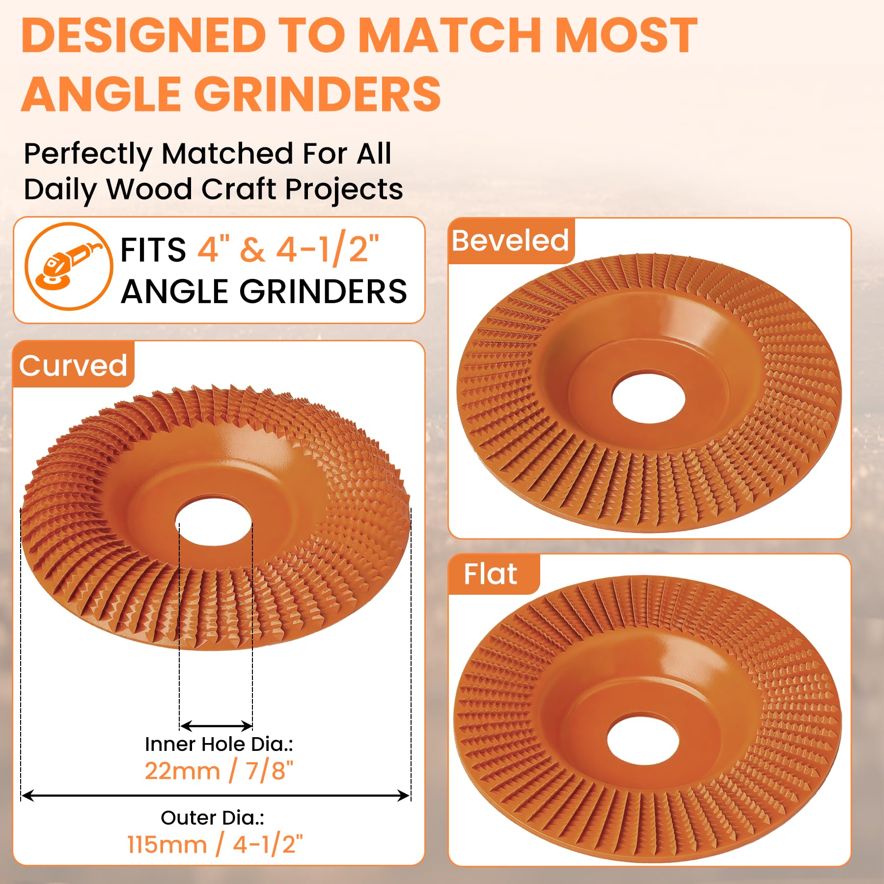 Wood Carving Discs - 3 Pack for Angle Grinders -2