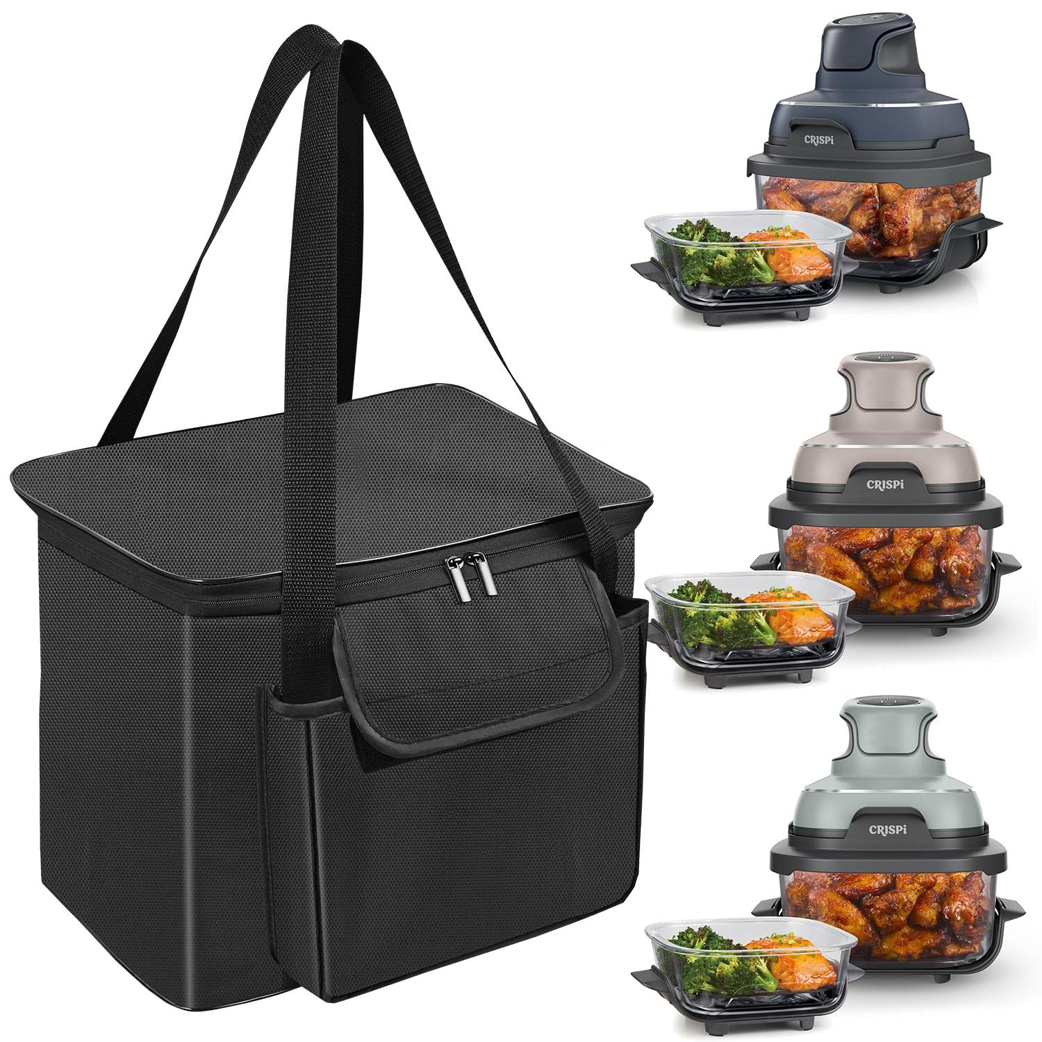 NUENSS-ROR Carrying Bag for Ninja Crispi Air Fryer FN101, Portable Outdoor Airfryer Travel Carrier Case Bag for Ninja Air Fryer, Air Fryer Waterproof Carrying Bags with Aluminum foil lining