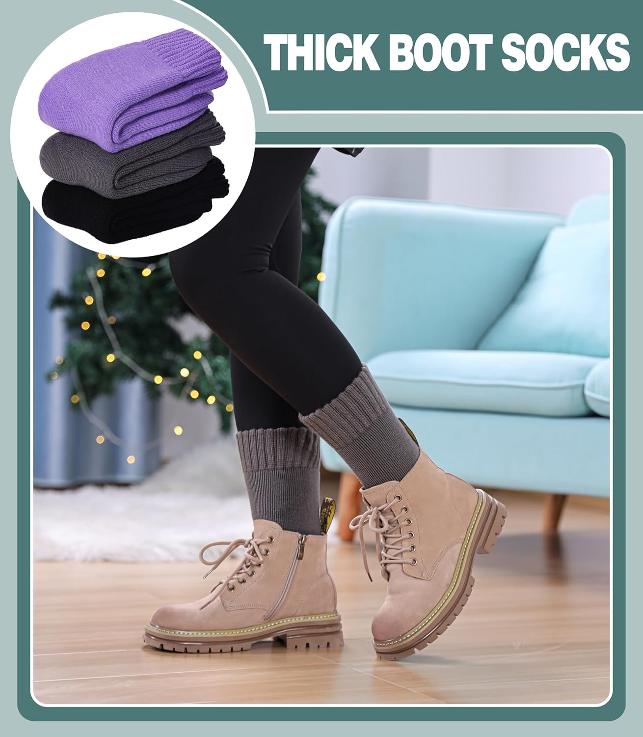 LANLEO Women Men Thermal Socks Warm Winter Extra Thick Insulated Heated Ski Crew Boot Socks for Cold Weather - Image 3