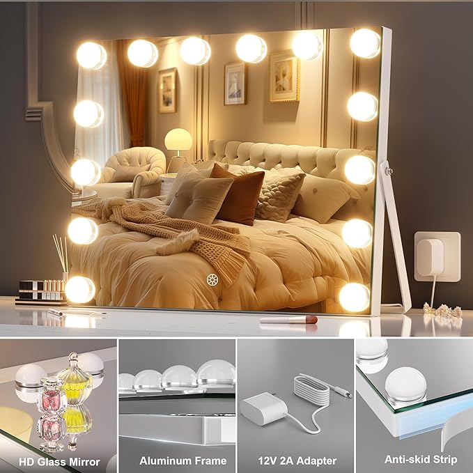 Espejo de Maquillaje Hasipu con Luces y Altavoz Bluetooth 17.7" x 13.8" miniatura 9