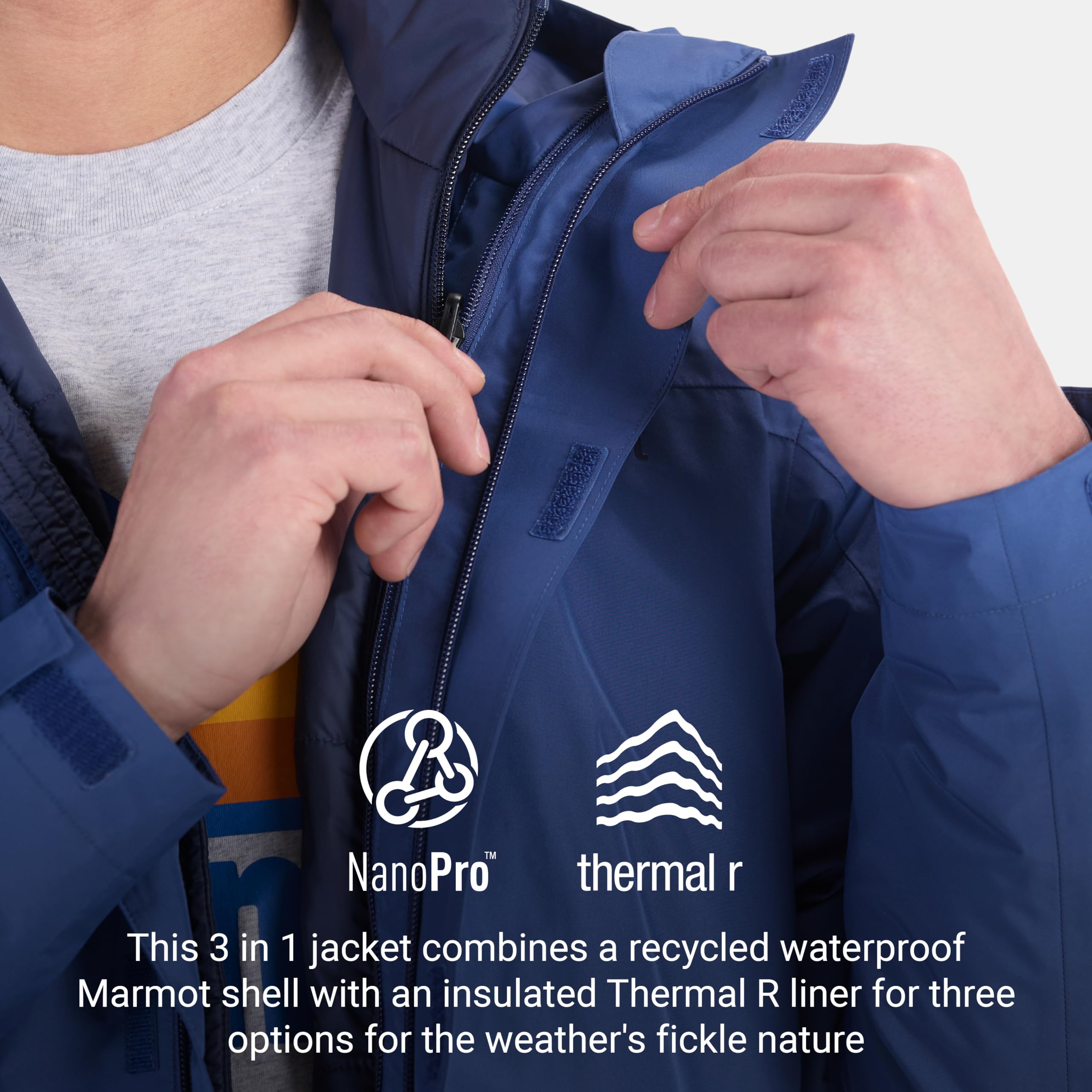 MARMOT Herren Ramble Component Jacket Wasserdichte Jacke, warme 3 in 1 Regenjacke mit Kapuze, winddichter Regenmantel, atmungsaktiver Windbreaker, ideal zum Wandern (1er Pack)