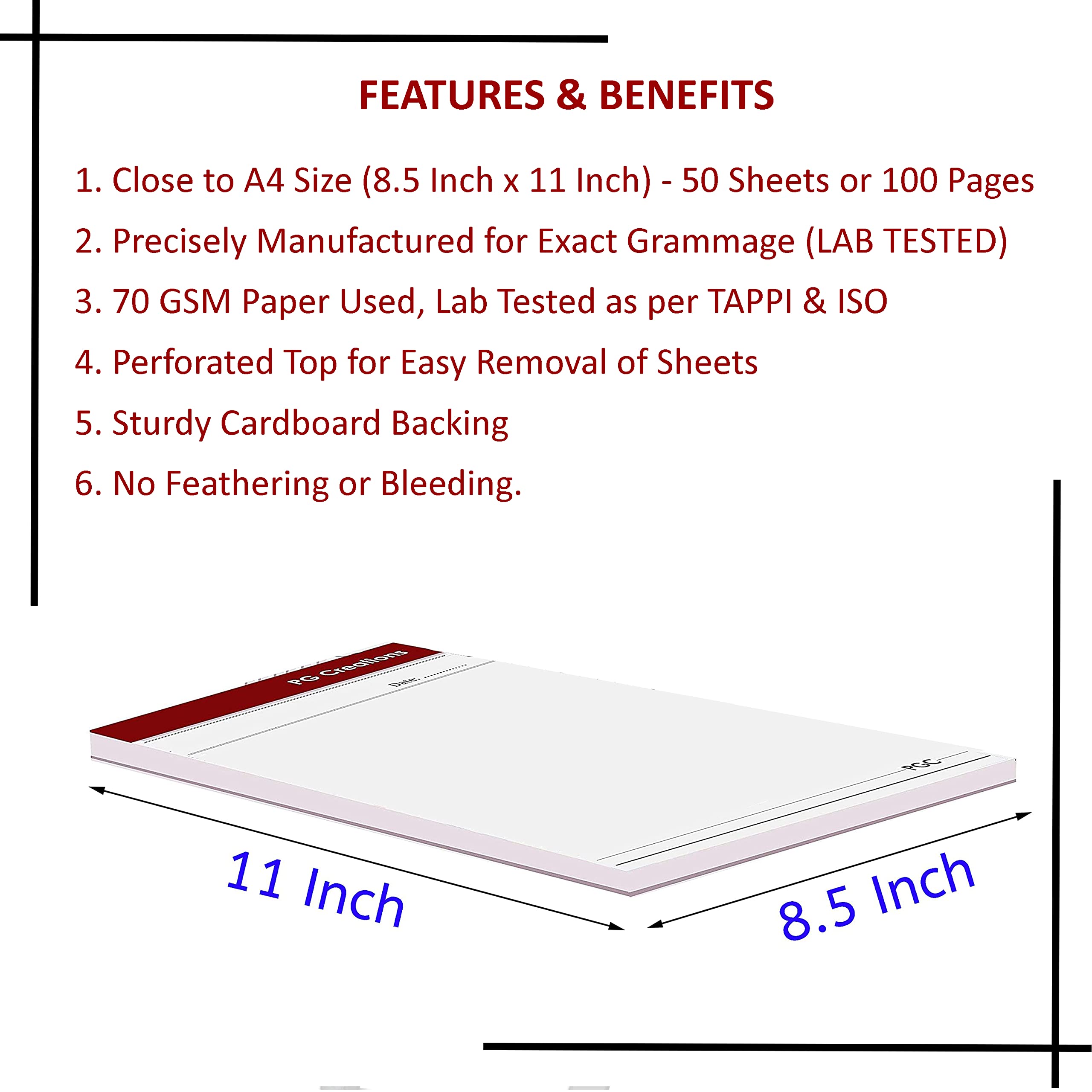 Amazon.co.jp: PG Creations 罫線なしメモ帳 A4サイズ 8.5x11インチ L