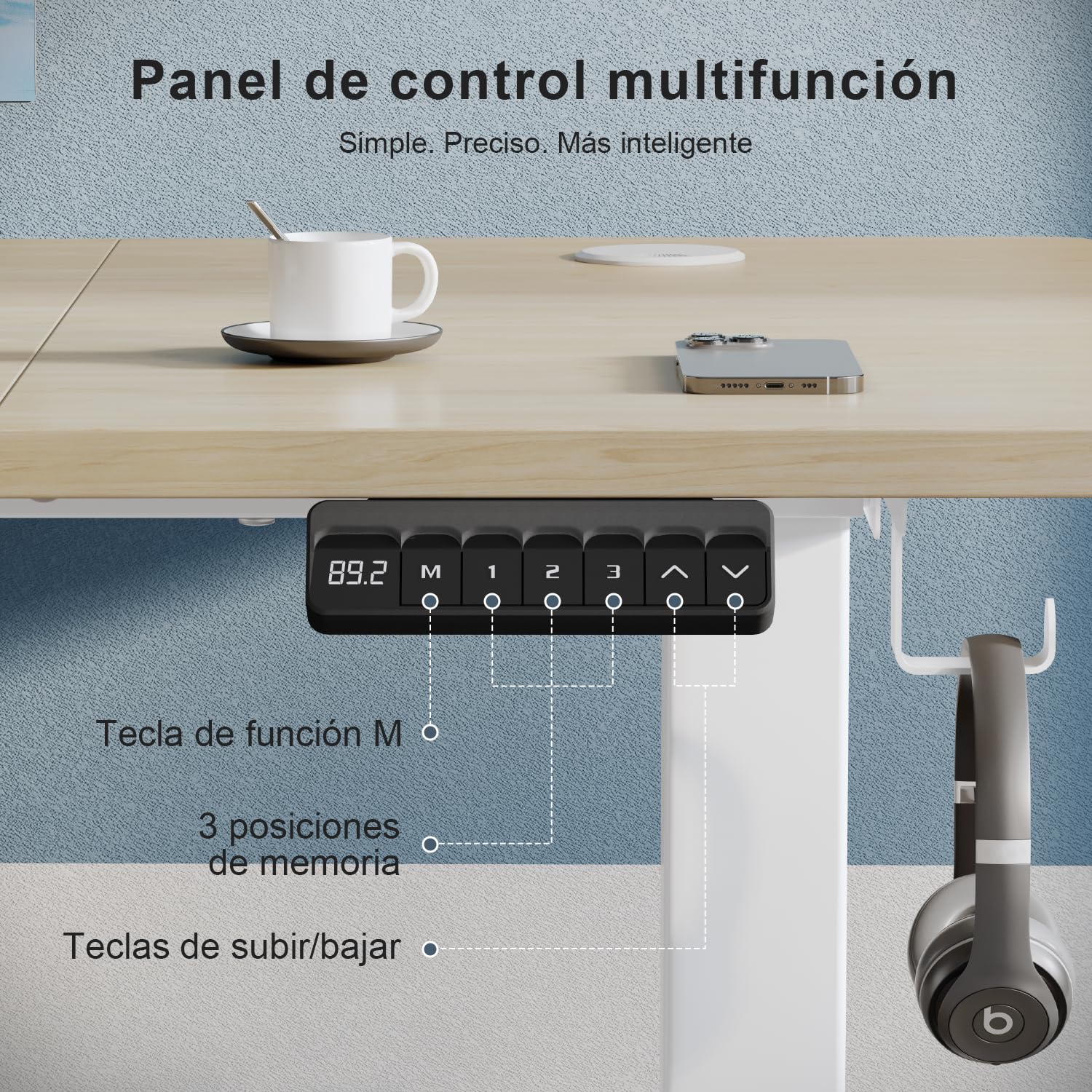 TRIUMPHKEY Escritorio Elevable Eléctrico 110x60cm, Mesa Escritorio Elevable con 3 Memorias, Pantalla LED y Ajustable en Altura Suave, Mesa Elevable Escritorio en Arce