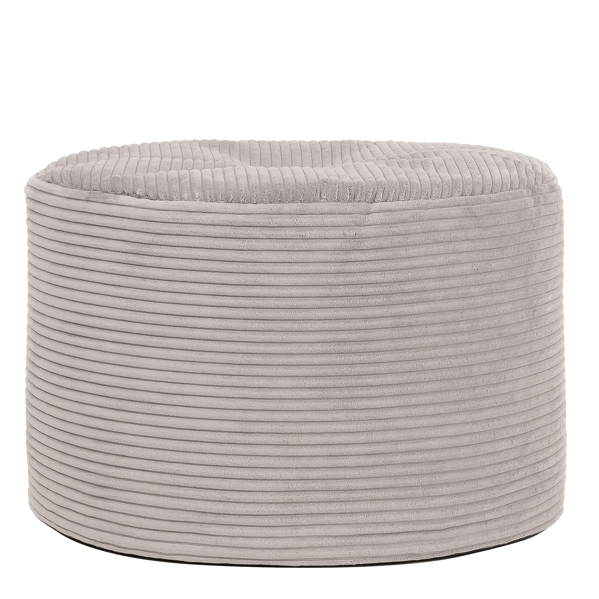 icon Milano Cord Bean Bag Pouffe, Grey, Large Pouffe Footstool with Filling Included, Footrest, Bedroom, Living Room, Living Room Furniture
