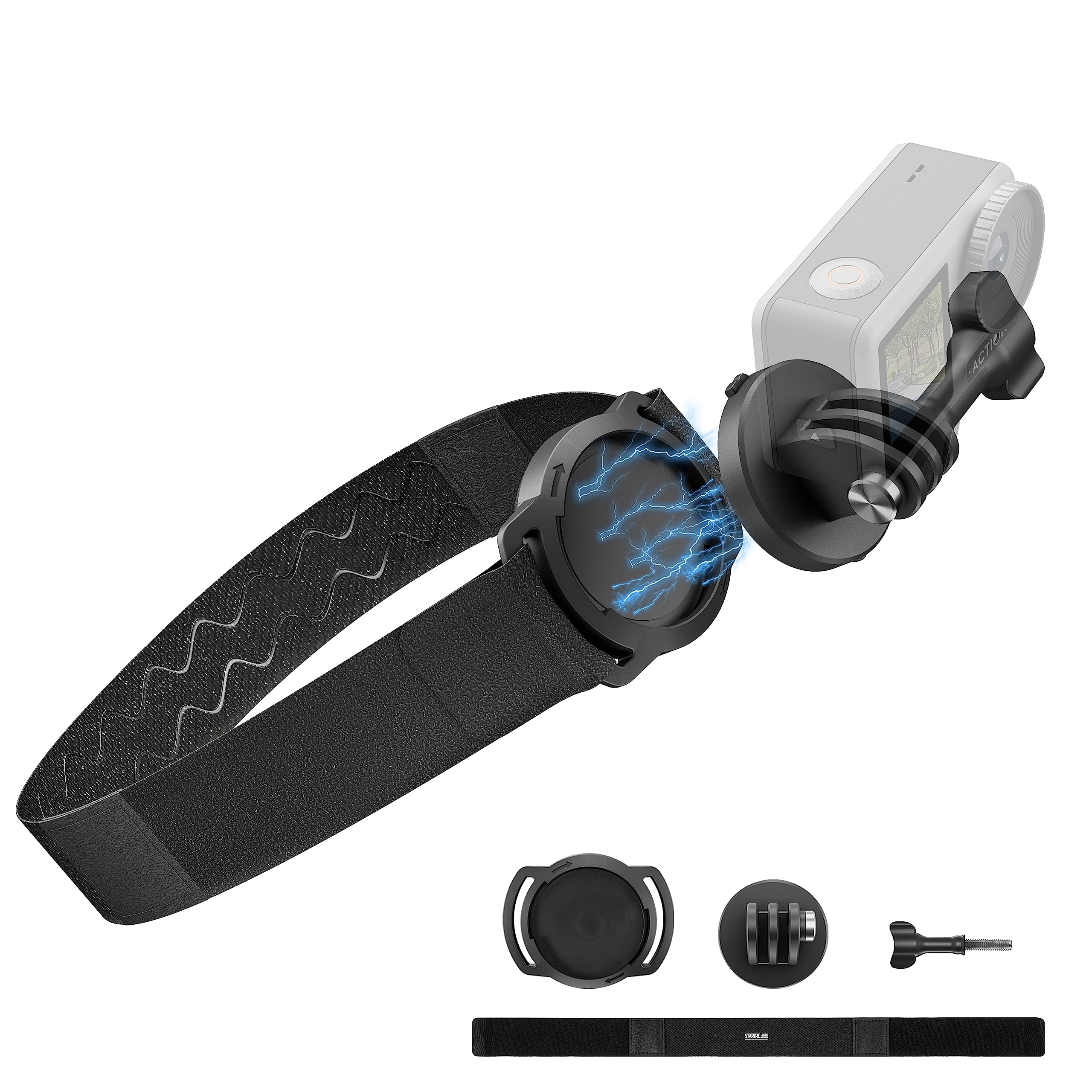 TERRIFI Head Strap Holder Mount for DJI OSMO Action Camera, Headband VLOG/POV Accessories Compatible for Insta360 X3/One R/RS for GoPro Hero Series