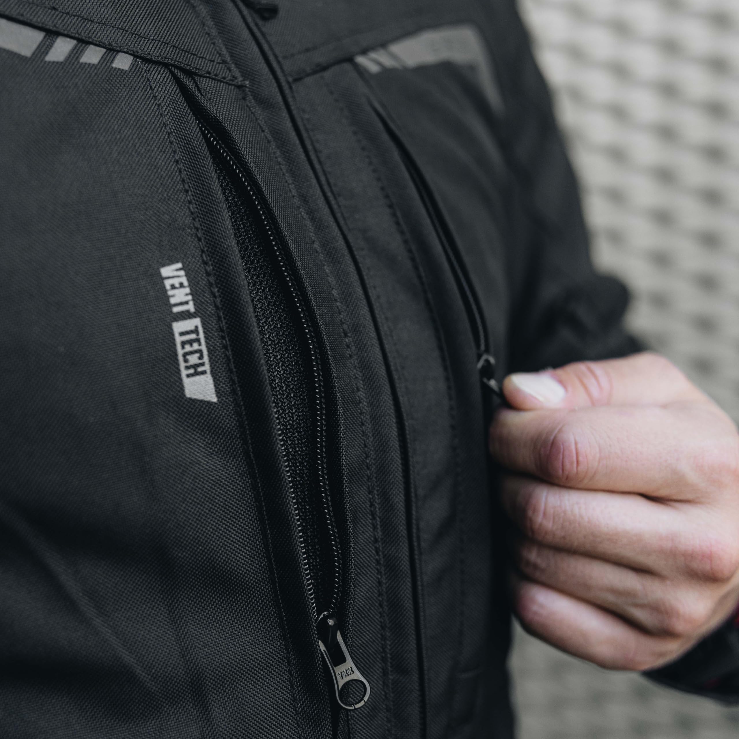 OZONE MOTO Delta IV Chaqueta de Moto Hombre | Membrana Impermeable | Protectores de Codos y Hombros | 3 Canales de Ventilación | Elementos reflectantes | 4 Bolsillos | Tallas hasta 13XL