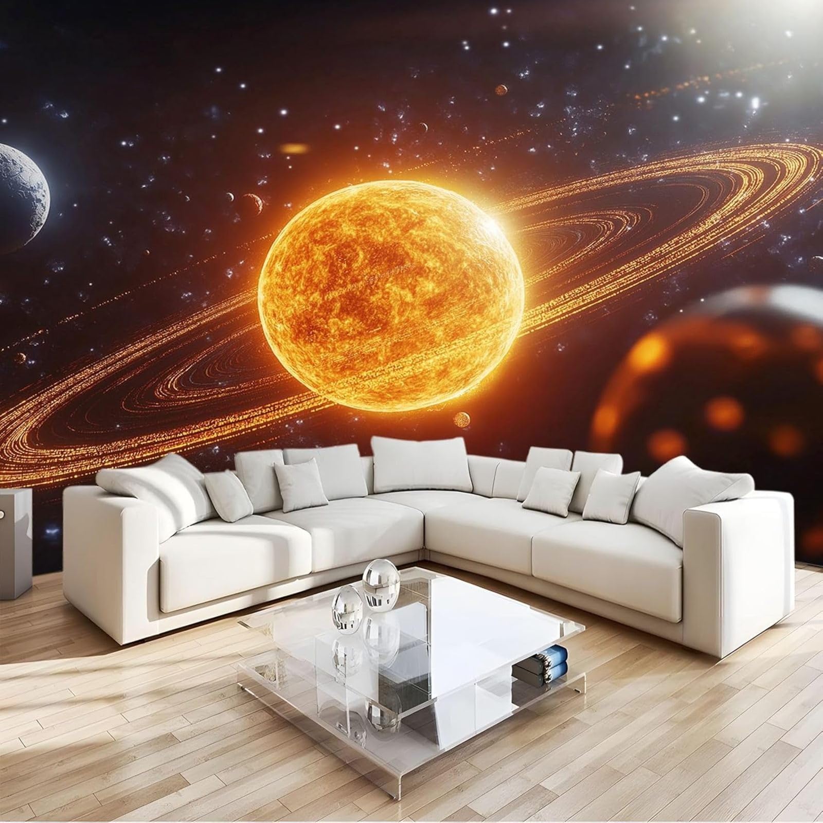 hgjdjhnf 3D Solar Planet Photo Wallpaper Non-Woven Wallpaper Modern Design for Wall Decoration Living Room Bedroom 400cm x 280cm