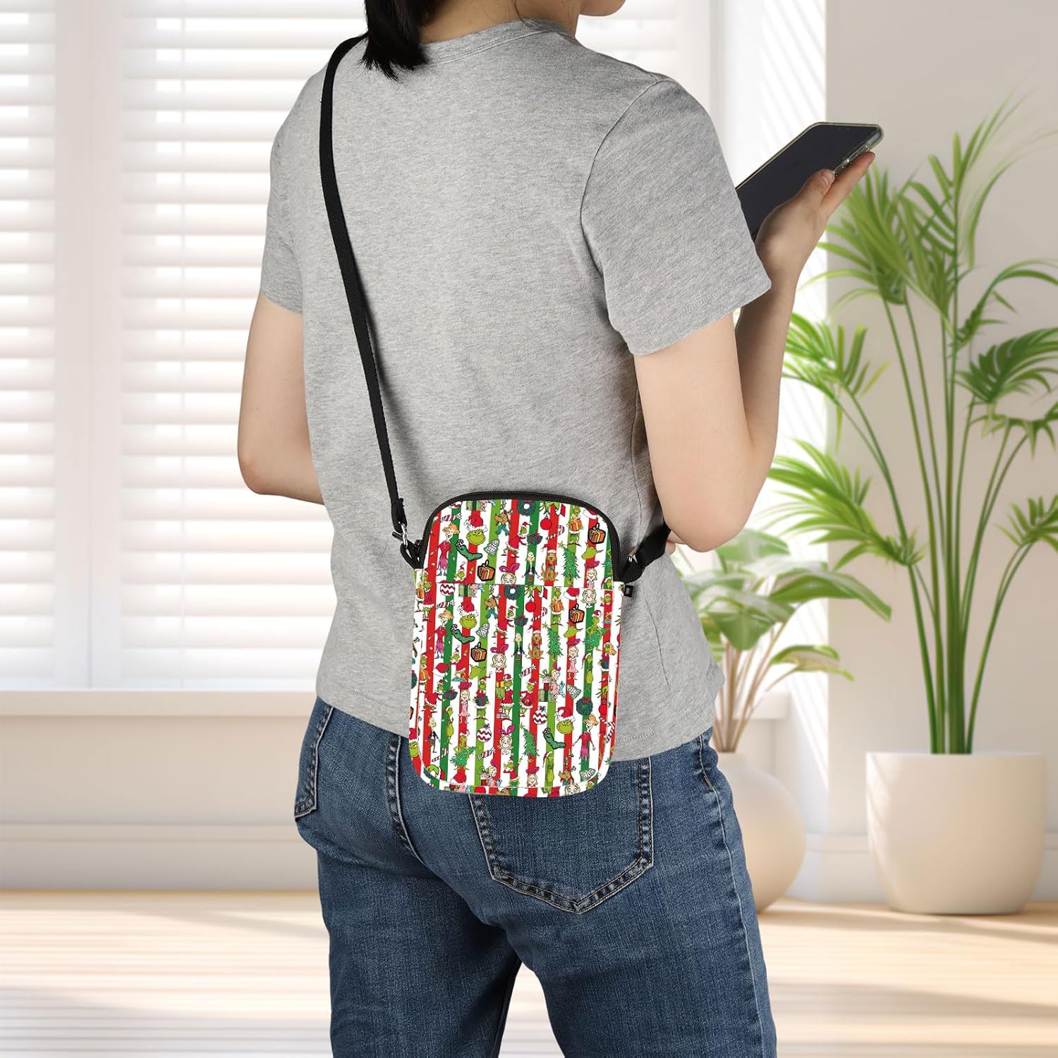 JNIAP Christmas Green Monster Crossbody Bag Green Cat Gift Christmas Monster Gifts - Image 6