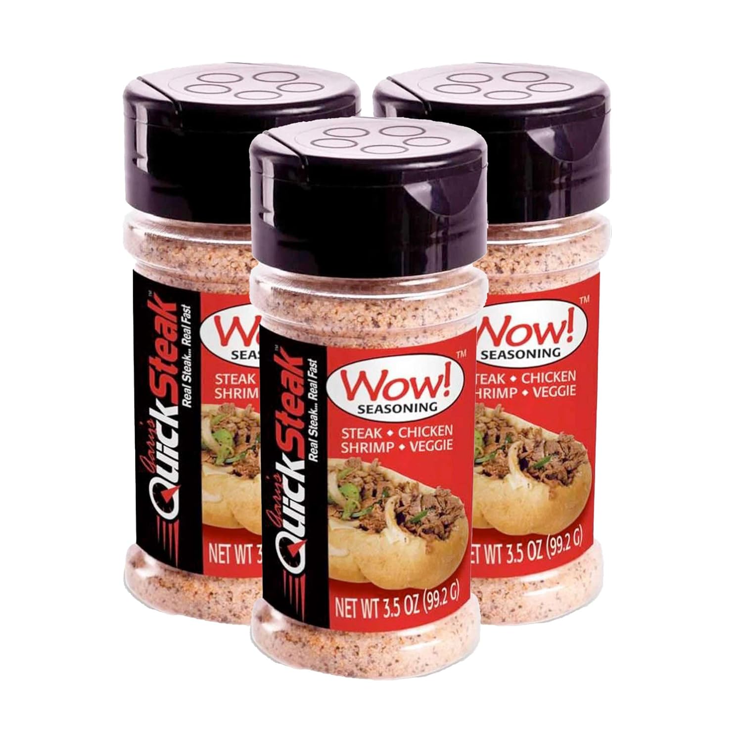 Gary's QuickSteak Wow! Seasoning | No MSG | Adds Flavor to Beef, Poultry, Soup, Sandwiches, French Fries, Popcorn and More | Made in Nebraska | 3.5 oz Bottle (Pack of 3)