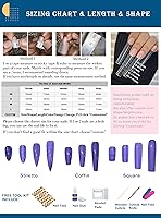 Vista 4 de HAND-PAINTED Short Matte Press on Nails Medium Length Stick on Nails Shoot Nail Art Long Nails Almond Press on Nail Kit with Nail Glue on Nails