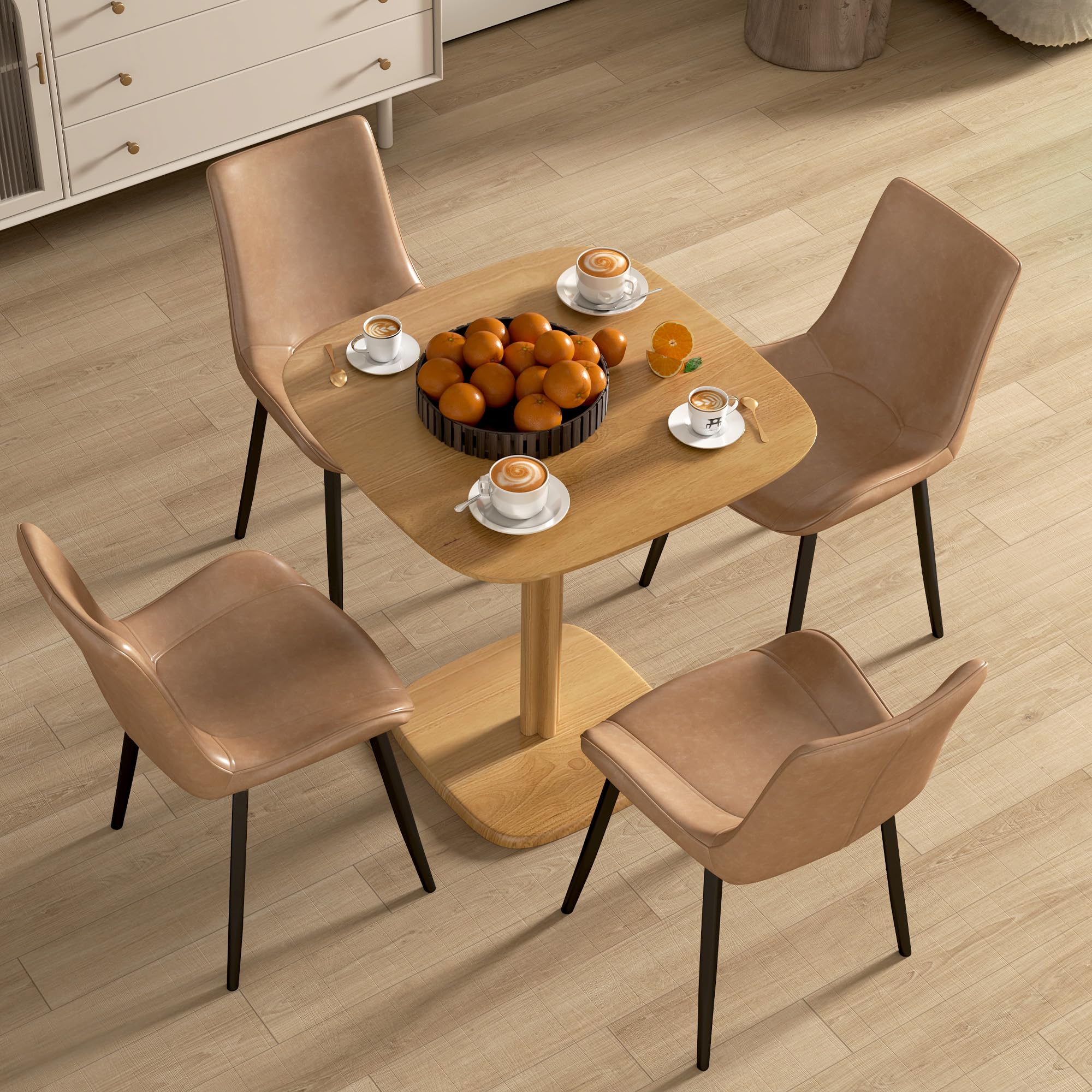 HOMCOM Tavolo pranzo 4 pers. piano effetto legno 27.6"x27.6" legno nat. | Tavolo da cucina moderno.