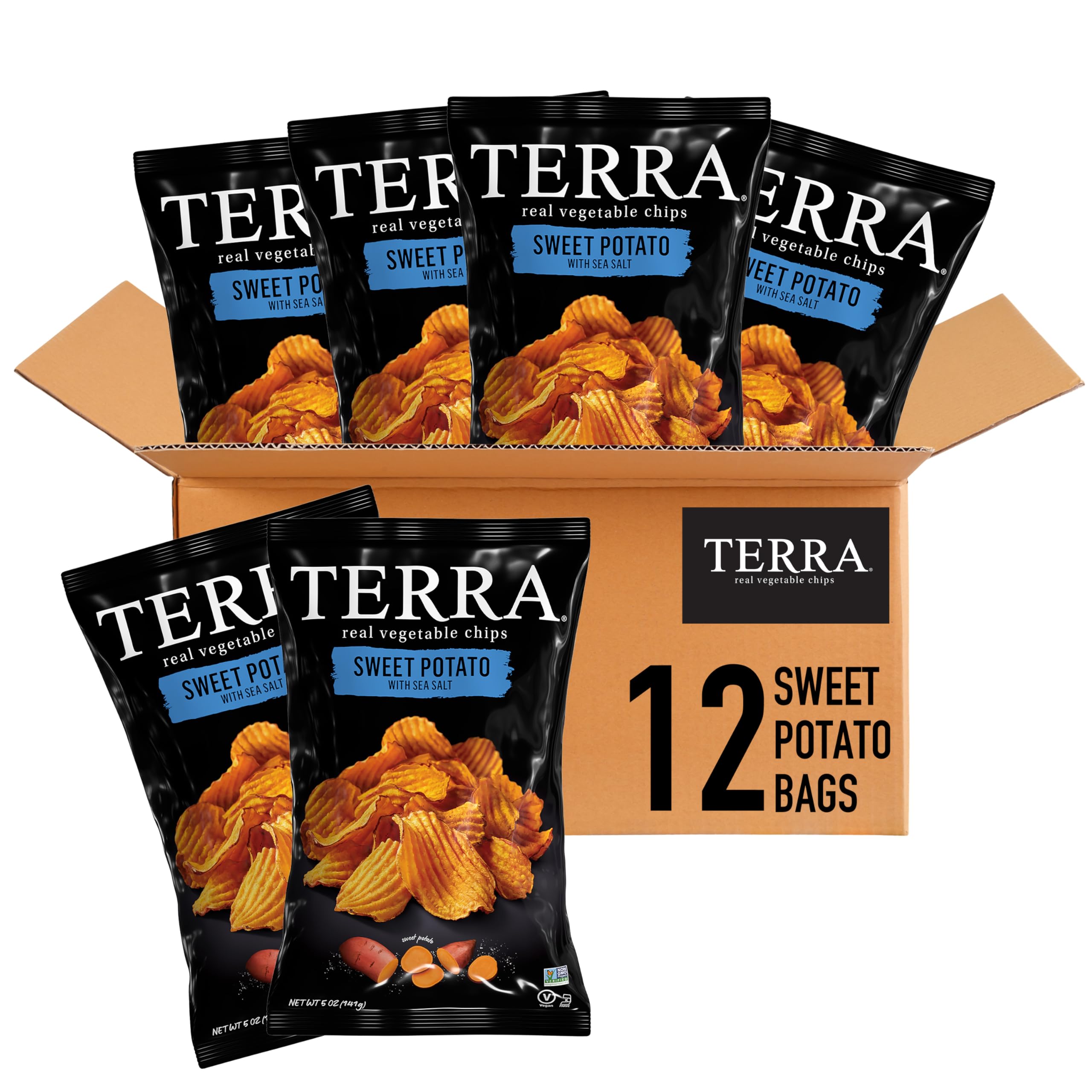 Terra Vegetable Chips, Sweet Potato with Sea Salt, 5 oz. (Pack of 12)