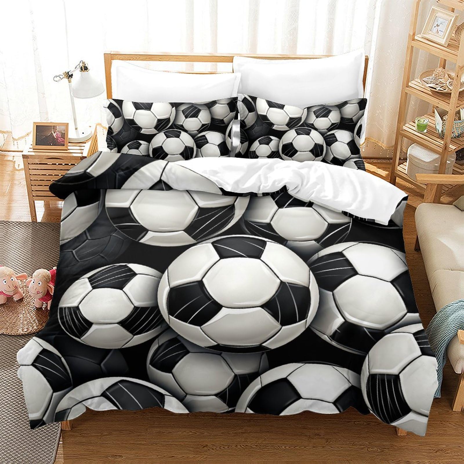 Football housse de couette fermeture éclair fini la couette qui glisse