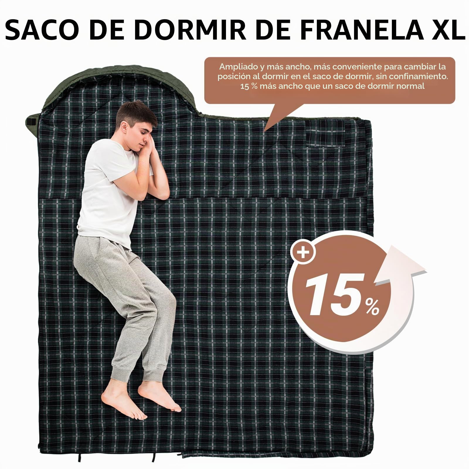 KingCamp - Saco de Dormir para Adultos, Invierno, Forro de Franela, para Clima frío, 3-4 Estaciones, Saco de Dormir Grande y Alto, Ligero, Resistente al Agua para Camping, mochilero, Senderismo