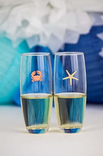 Miniatura 5 de Simply Charmed Juego de 6 marcadores magnéticos para vino de playa, diseño tropical de verano, Resina