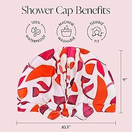 GRACE & COMPANY Luxury Shower Cap For Women - 100% Waterproof, Reusable, Washable & Breathable Shower Caps - Cara Cara